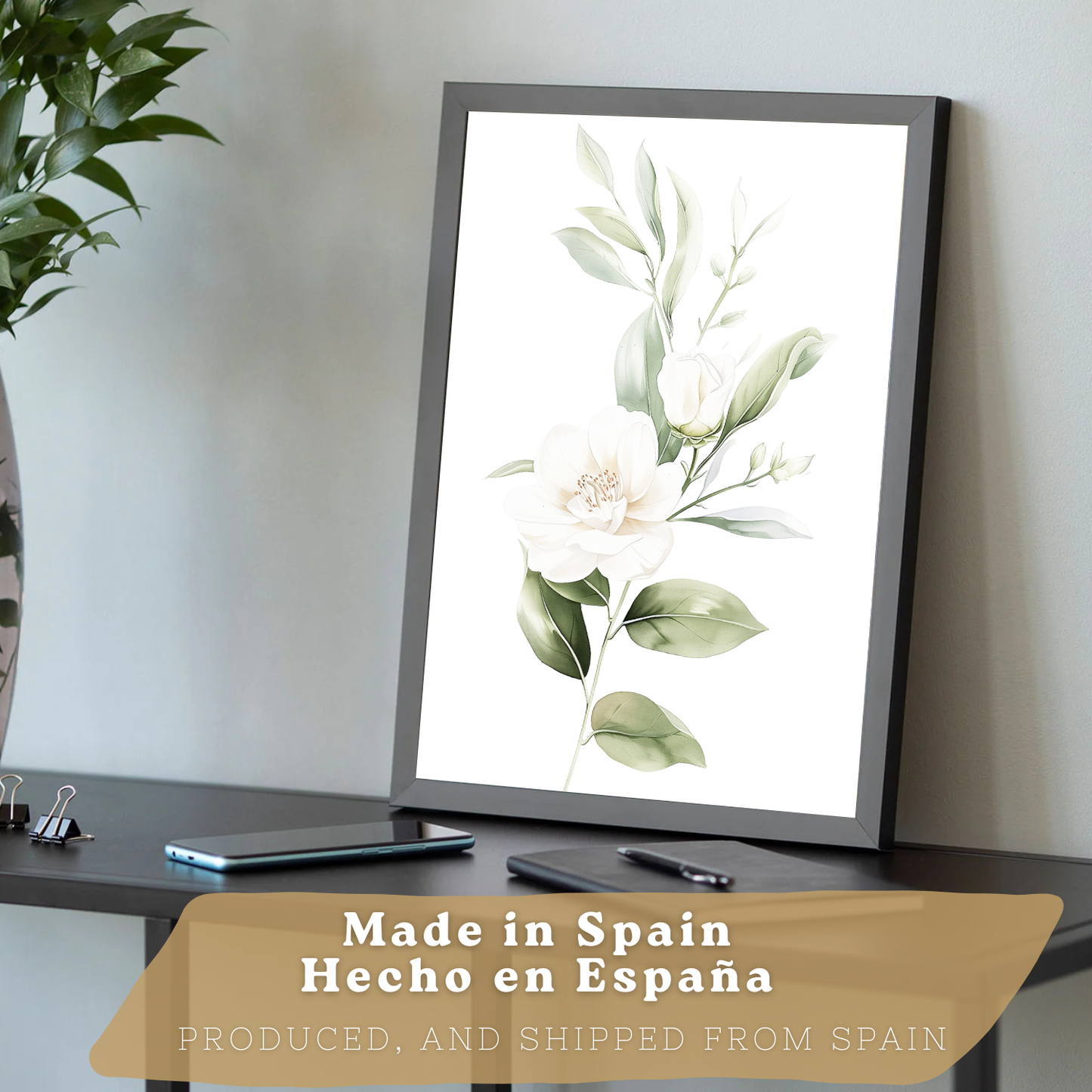 Nacnic Set De 3 Láminas Botánicas Flores Verdes Blancas. Posters Acuarela De Plantas Tonos Verdes Suaves Cuadros. Laminas Decorativas Pared Para Salón Y Dormitorio.