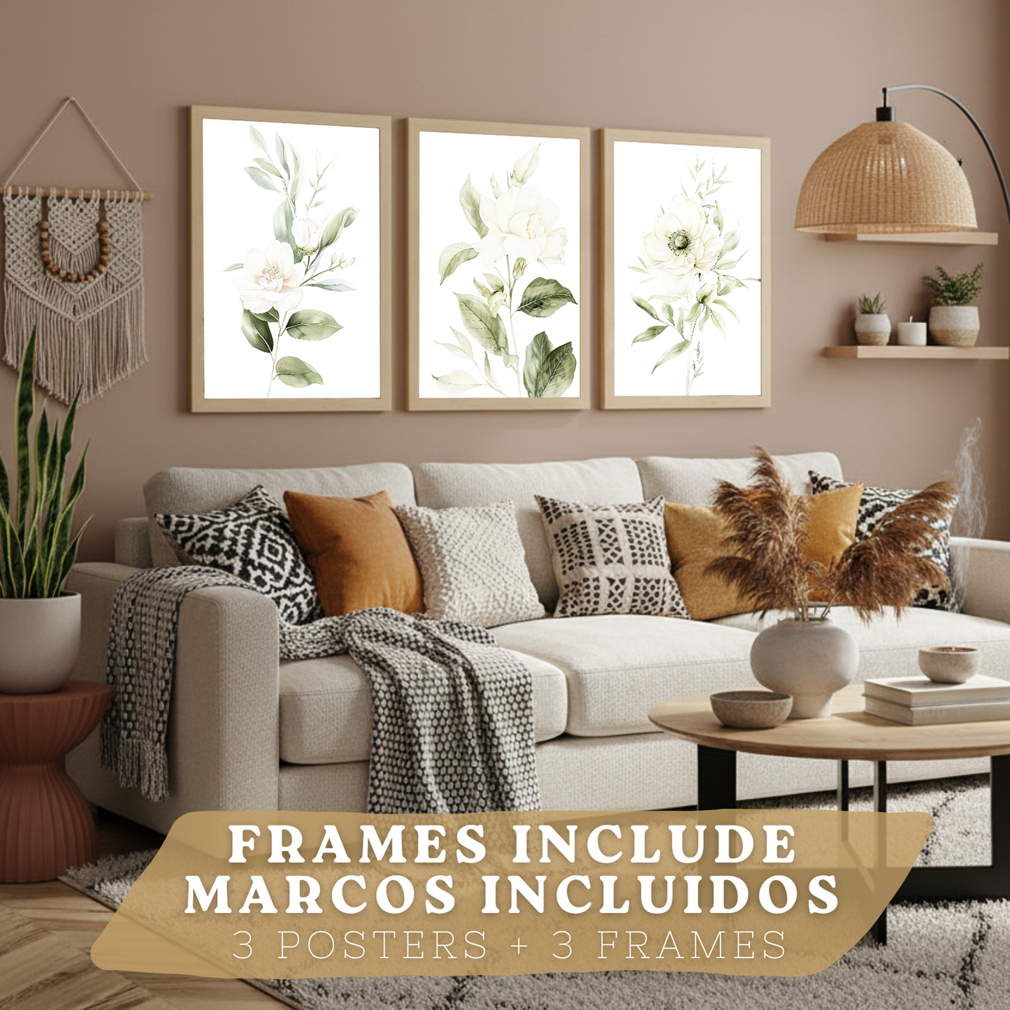 Nacnic Set De 3 Láminas Botánicas Flores Verdes Blancas. Posters Acuarela De Plantas Tonos Verdes Suaves Cuadros. Laminas Decorativas Pared Para Salón Y Dormitorio.