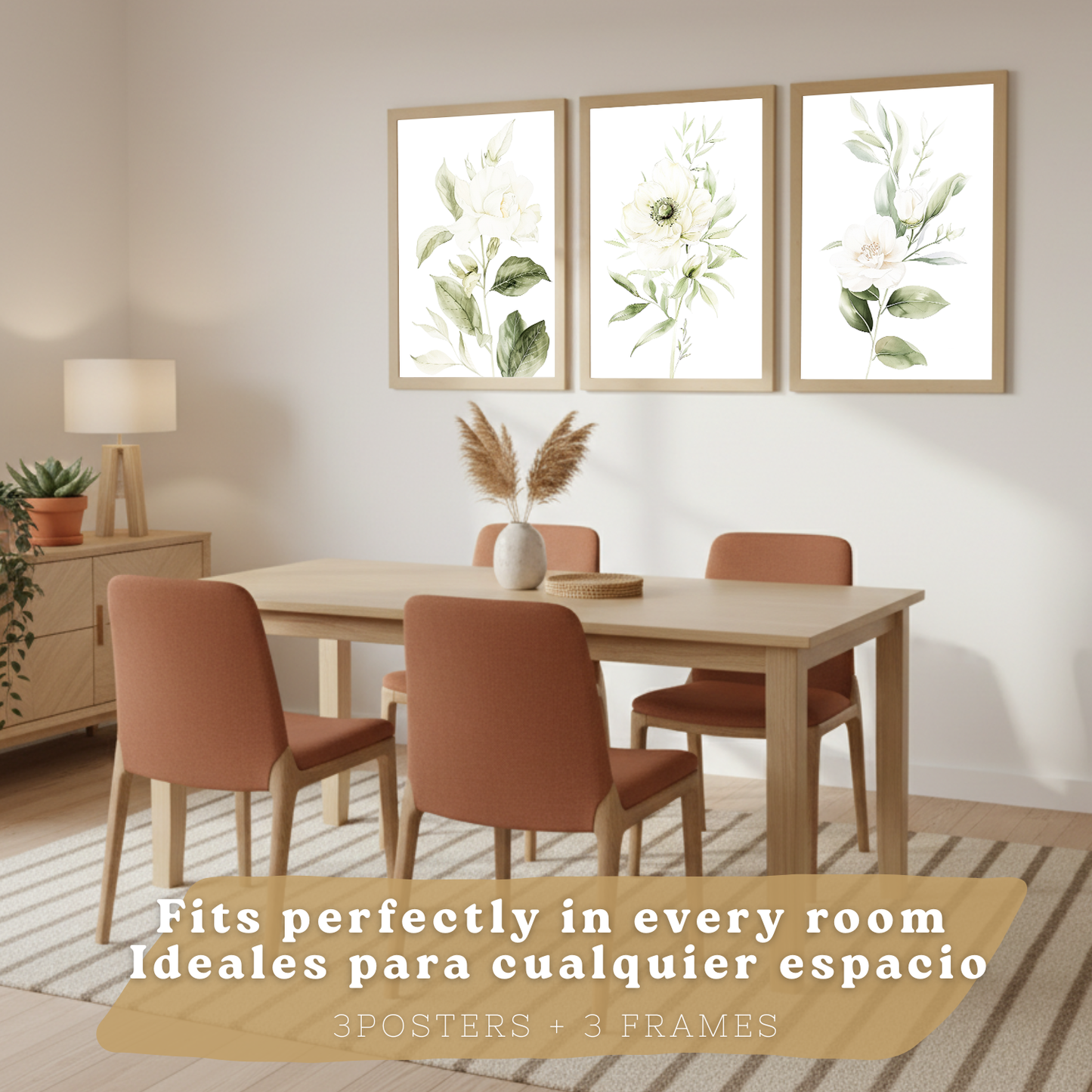 Nacnic Set De 3 Láminas Botánicas Flores Verdes Blancas. Posters Acuarela De Plantas Tonos Verdes Suaves Cuadros. Laminas Decorativas Pared Para Salón Y Dormitorio.
