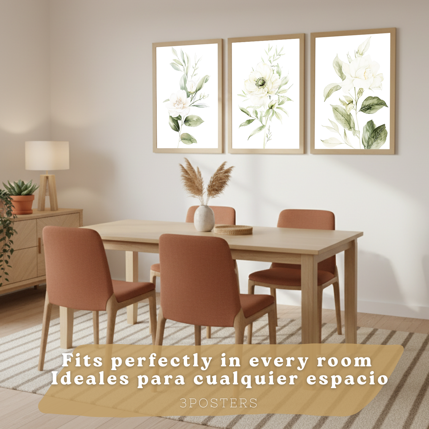 Nacnic Set De 3 Láminas Botánicas Flores Verdes Blancas. Posters Acuarela De Plantas Tonos Verdes Suaves Cuadros. Laminas Decorativas Pared Para Salón Y Dormitorio.