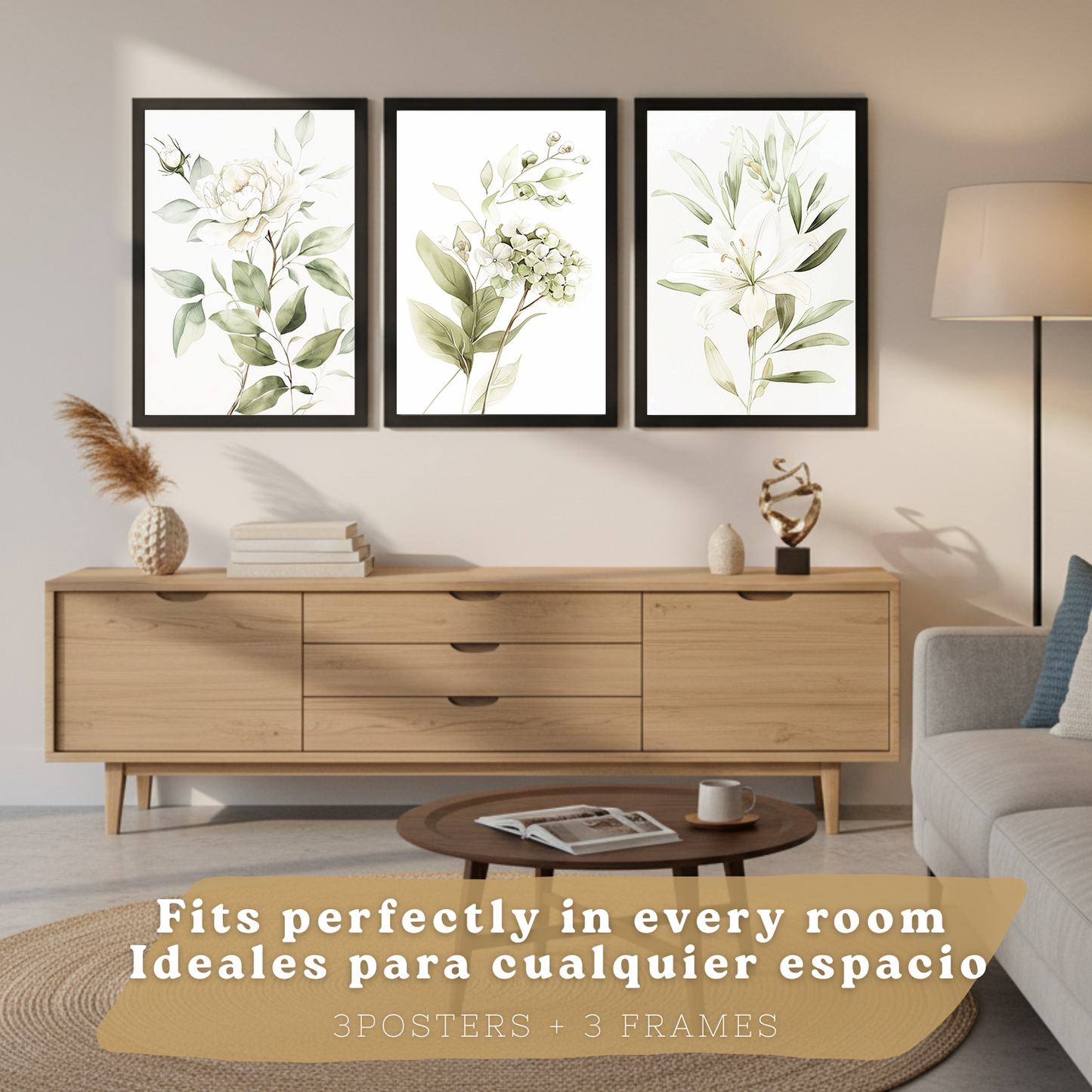 Nacnic Set De 3 Láminas Botánicas Flores Verdes Pastel. Posters Acuarela De Plantas Tonos Verdes Suaves Cuadros. Laminas Decorativas Pared Para Salón Y Dormitorio.