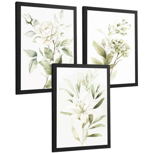 Nacnic Set De 3 Láminas Botánicas Flores Verdes Pastel. Posters Acuarela De Plantas Tonos Verdes Suaves Cuadros. Laminas Decorativas Pared Para Salón Y Dormitorio.