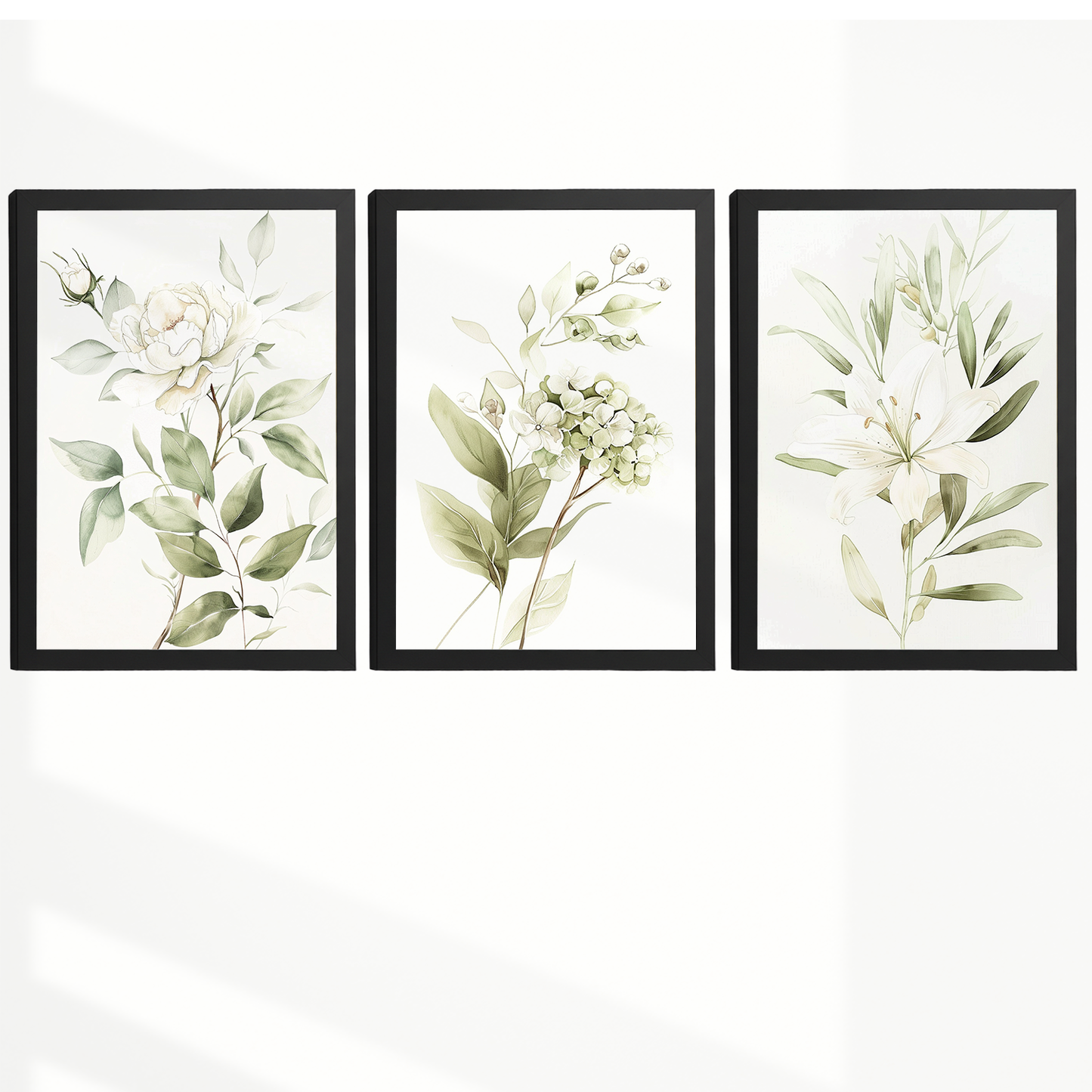Nacnic Set De 3 Láminas Botánicas Flores Verdes Pastel. Posters Acuarela De Plantas Tonos Verdes Suaves Cuadros. Laminas Decorativas Pared Para Salón Y Dormitorio.