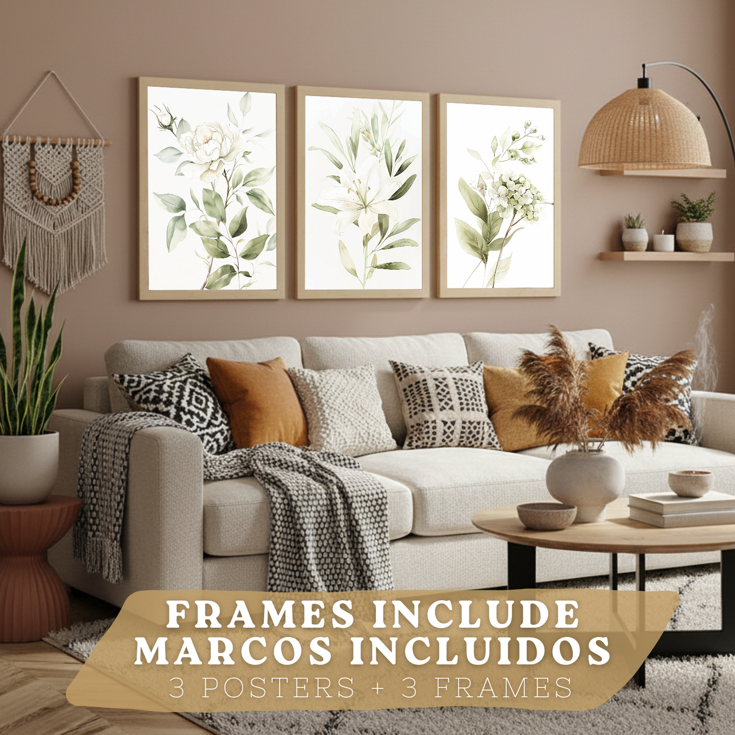 Nacnic Set De 3 Láminas Botánicas Flores Verdes Pastel. Posters Acuarela De Plantas Tonos Verdes Suaves Cuadros. Laminas Decorativas Pared Para Salón Y Dormitorio.