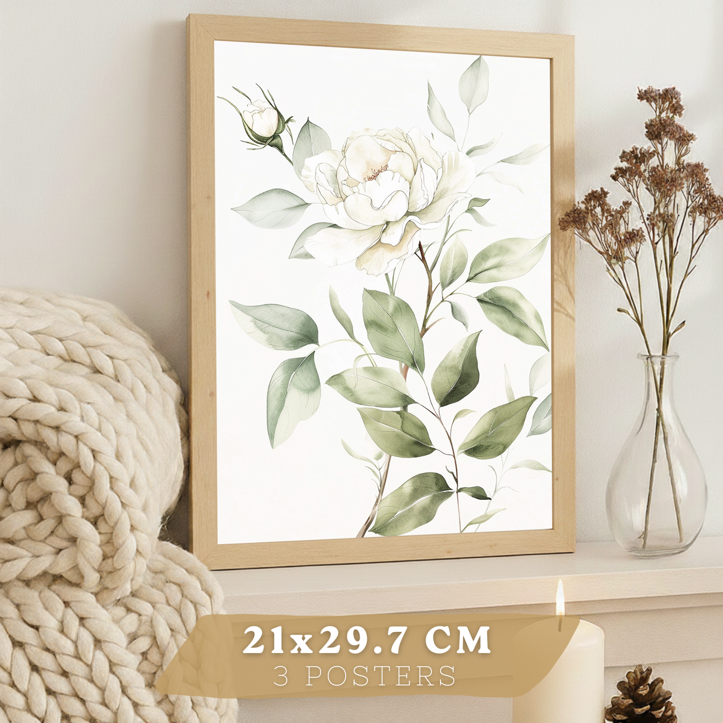 Nacnic Set De 3 Láminas Botánicas Flores Verdes Pastel. Posters Acuarela De Plantas Tonos Verdes Suaves Cuadros. Laminas Decorativas Pared Para Salón Y Dormitorio.