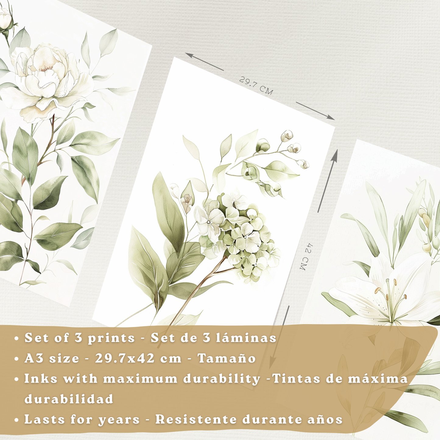 Nacnic Set De 3 Láminas Botánicas Flores Verdes Pastel. Posters Acuarela De Plantas Tonos Verdes Suaves Cuadros. Laminas Decorativas Pared Para Salón Y Dormitorio.