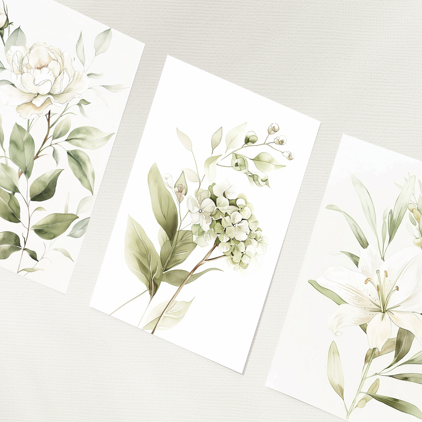 Nacnic Set De 3 Láminas Botánicas Flores Verdes Pastel. Posters Acuarela De Plantas Tonos Verdes Suaves Cuadros. Laminas Decorativas Pared Para Salón Y Dormitorio.