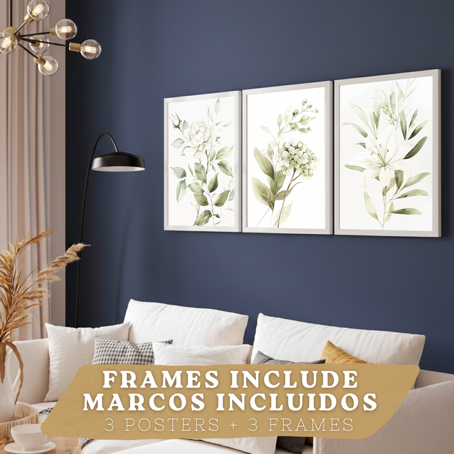 Nacnic Set De 3 Láminas Botánicas Flores Verdes Pastel. Posters Acuarela De Plantas Tonos Verdes Suaves Cuadros. Laminas Decorativas Pared Para Salón Y Dormitorio.