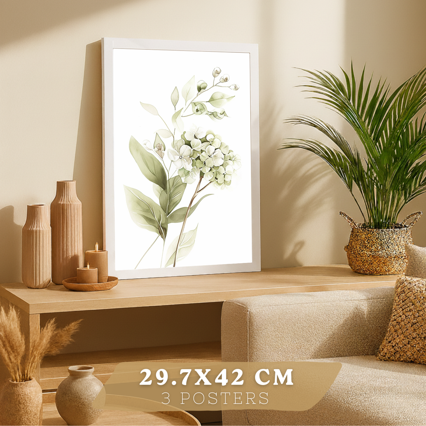 Nacnic Set De 3 Láminas Botánicas Flores Verdes Pastel. Posters Acuarela De Plantas Tonos Verdes Suaves Cuadros. Laminas Decorativas Pared Para Salón Y Dormitorio.