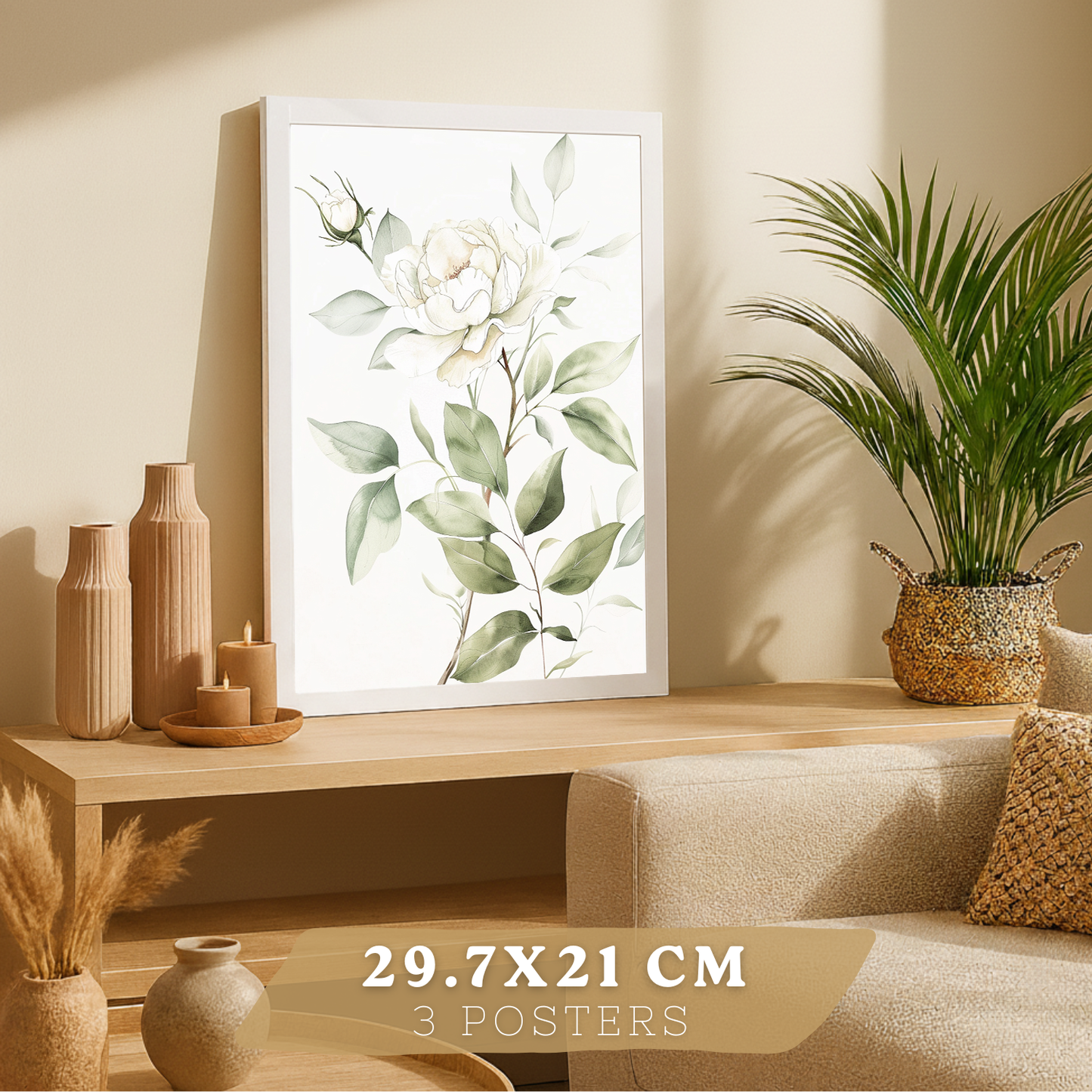 Nacnic Set De 3 Láminas Botánicas Flores Verdes Pastel. Posters Acuarela De Plantas Tonos Verdes Suaves Cuadros. Laminas Decorativas Pared Para Salón Y Dormitorio.