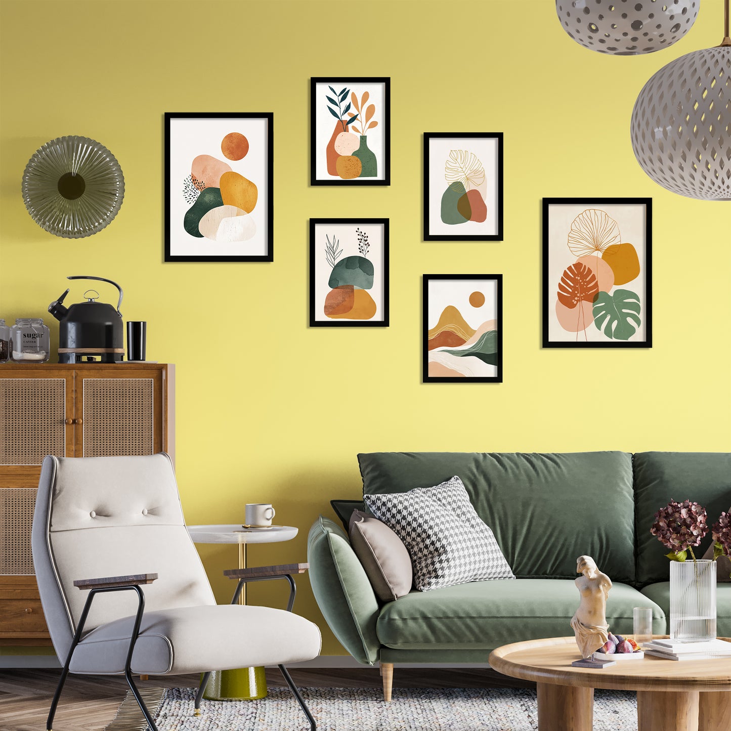 Nacnic 6 Laminas Decorativas Pared. Posters Abstractos. Cuadros Decoracion Salon Modernos. Decoracion Pared lienzos decorativos