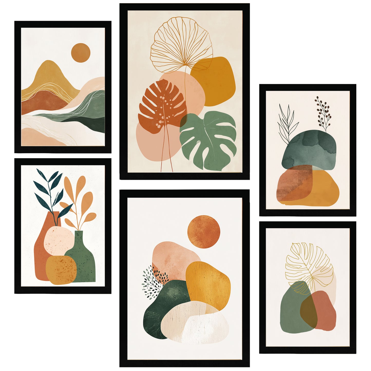 Nacnic 6 Laminas Decorativas Pared. Posters Abstractos. Cuadros Decoracion Salon Modernos. Decoracion Pared lienzos decorativos