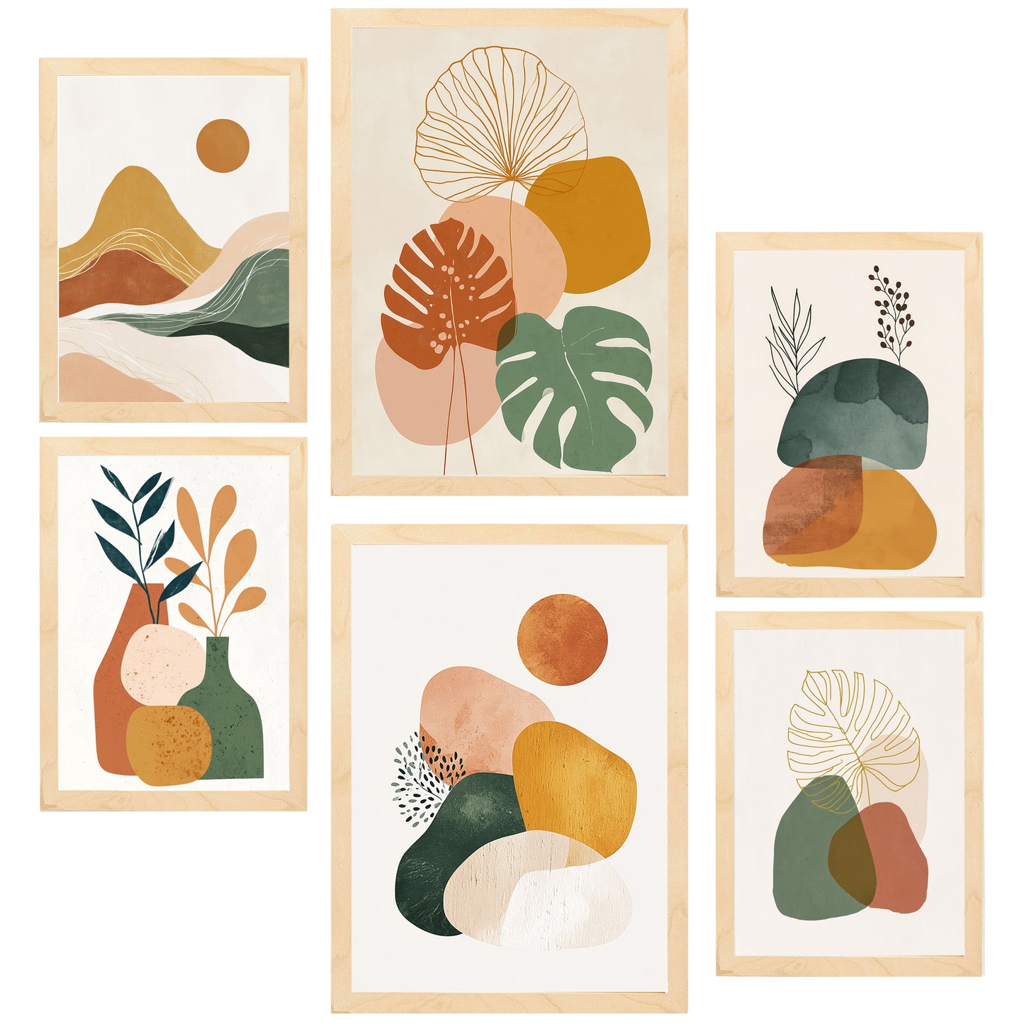 Nacnic 6 Laminas Decorativas Pared. Posters Abstractos. Cuadros Decoracion Salon Modernos. Decoracion Pared lienzos decorativos