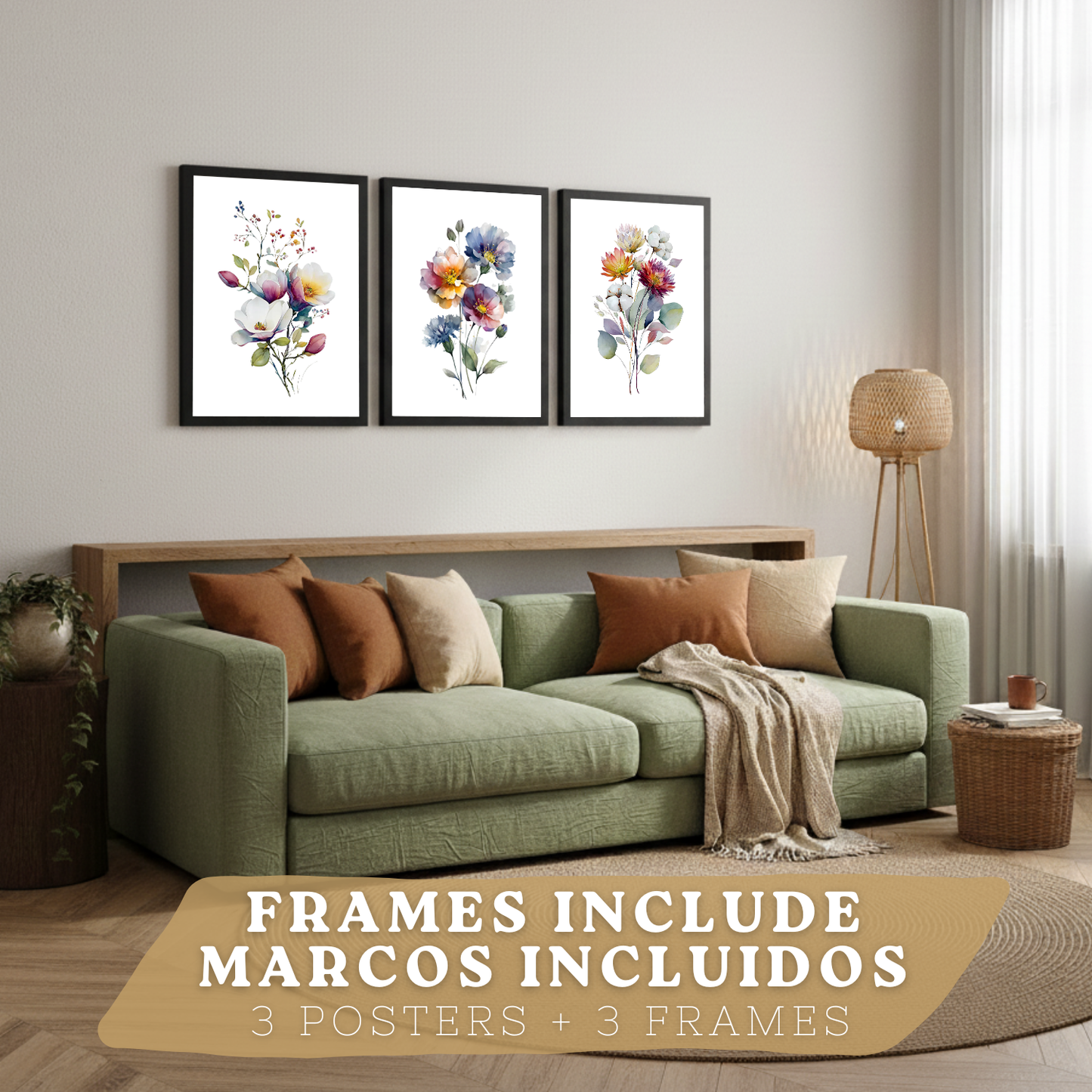 Nacnic Set De 3 Cuadros De Arte Botanico. Laminas Decorativas Pared Floral. Poster De Pared De Flores Modernas. Laminas Decorativas Pared Para Salón Y Dormitorio
