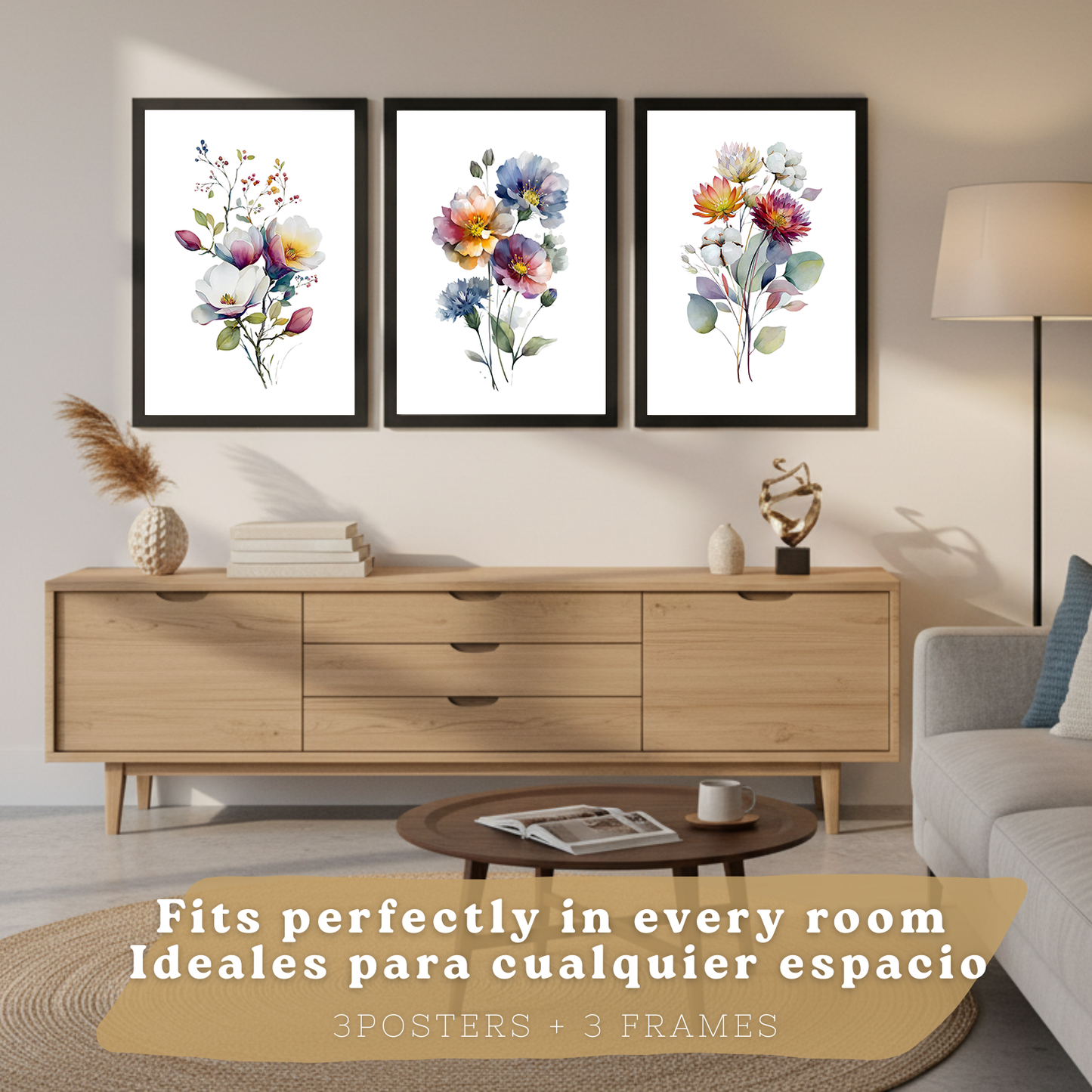 Nacnic Set De 3 Cuadros De Arte Botanico. Laminas Decorativas Pared Floral. Poster De Pared De Flores Modernas. Laminas Decorativas Pared Para Salón Y Dormitorio