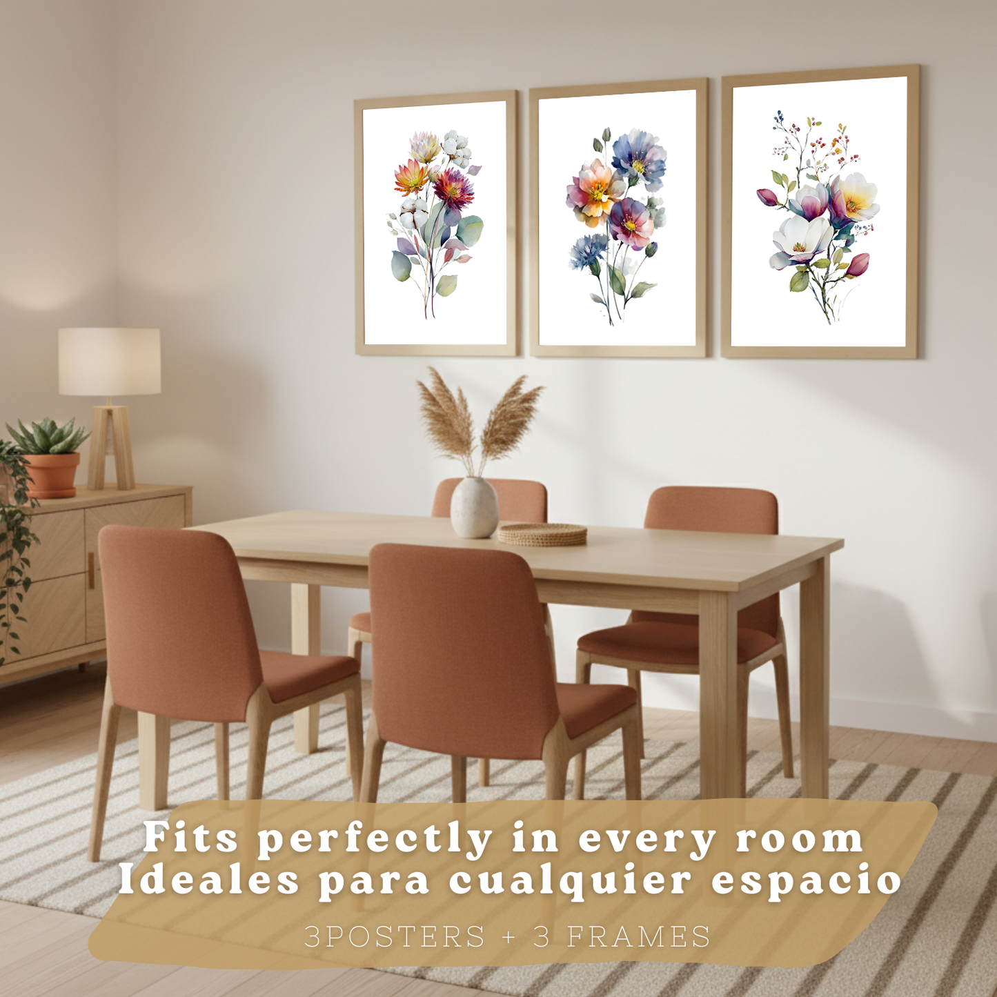 Nacnic Set De 3 Cuadros De Arte Botanico. Laminas Decorativas Pared Floral. Poster De Pared De Flores Modernas. Laminas Decorativas Pared Para Salón Y Dormitorio