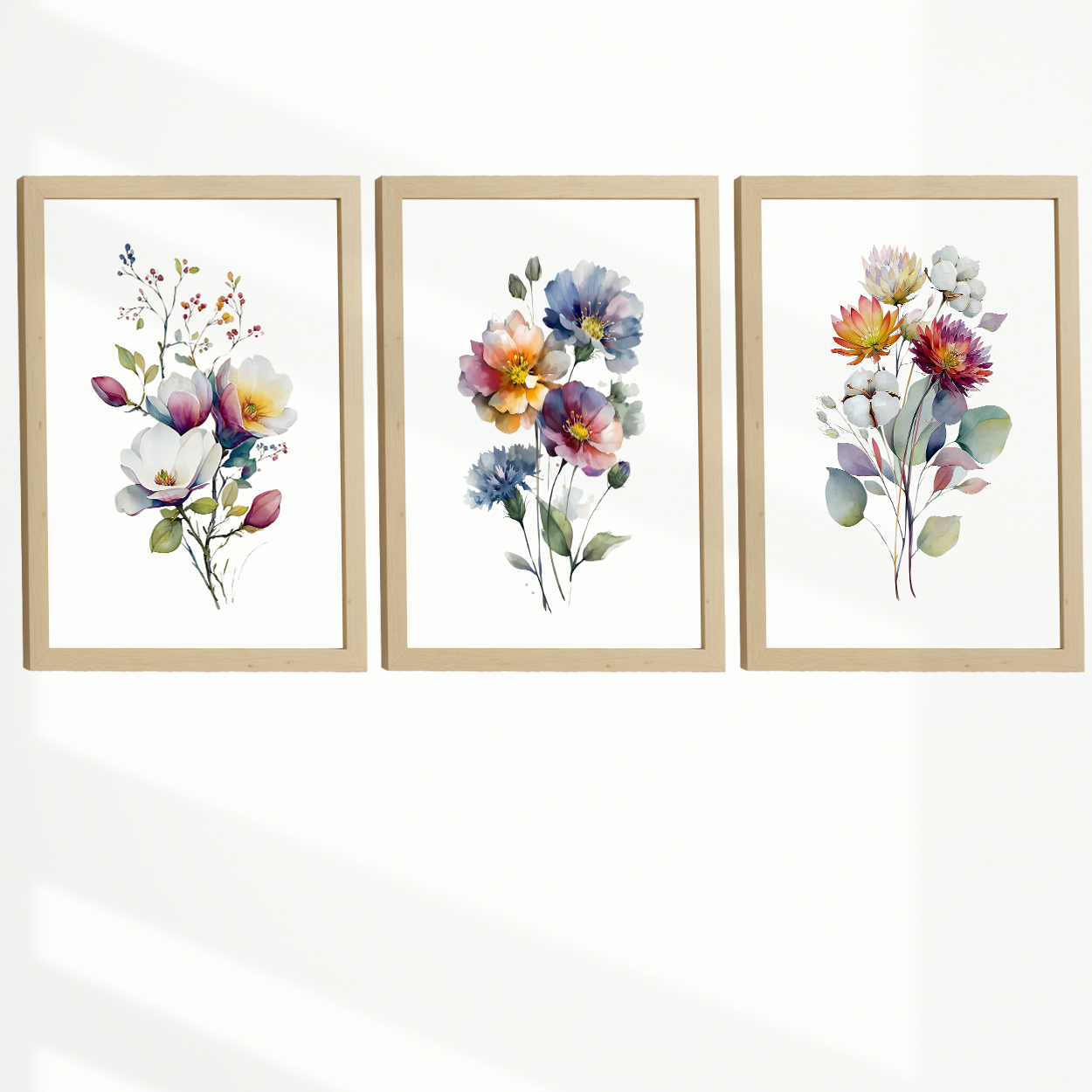 Nacnic Set De 3 Cuadros De Arte Botanico. Laminas Decorativas Pared Floral. Poster De Pared De Flores Modernas. Laminas Decorativas Pared Para Salón Y Dormitorio