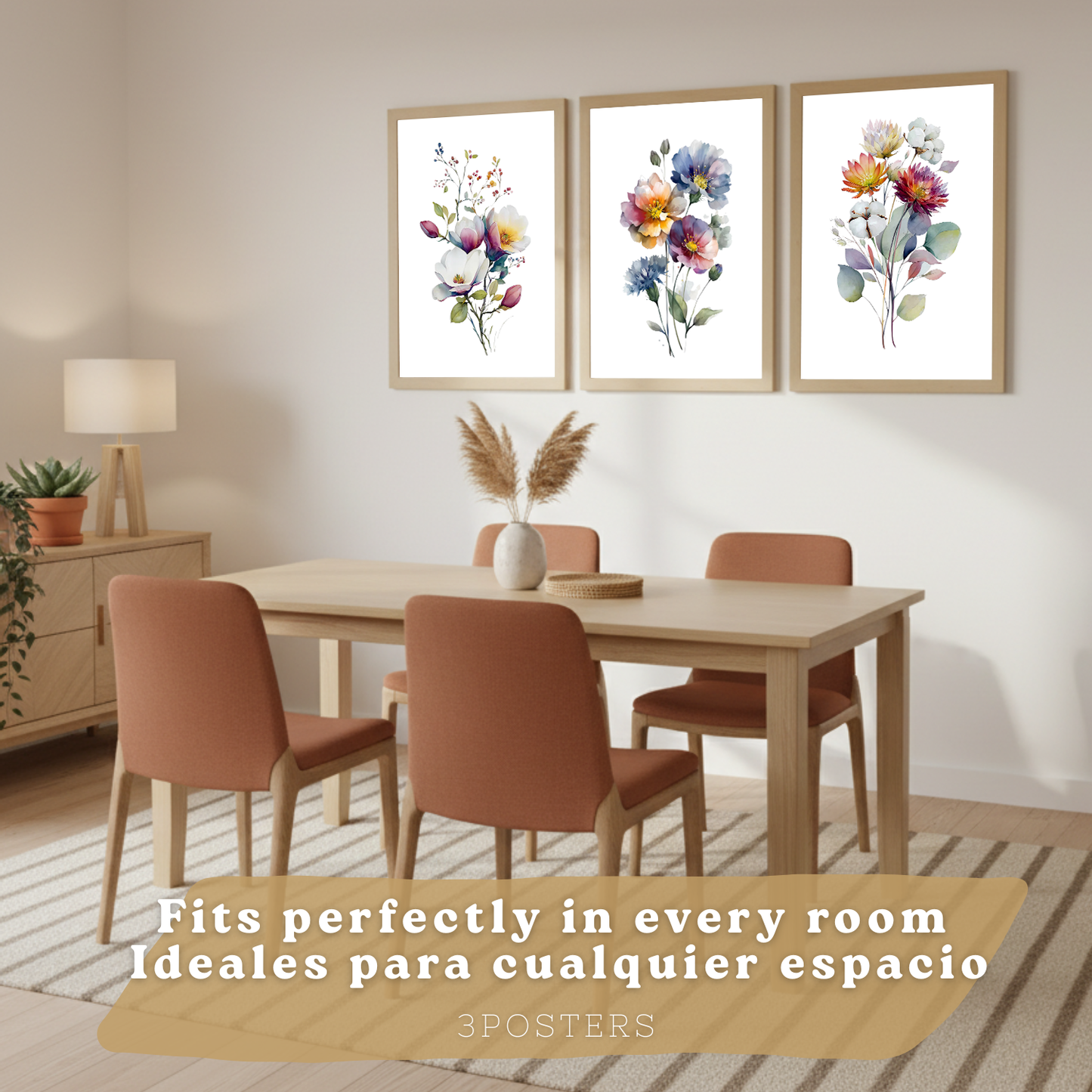 Nacnic Set De 3 Cuadros De Arte Botanico. Laminas Decorativas Pared Floral. Poster De Pared De Flores Modernas. Laminas Decorativas Pared Para Salón Y Dormitorio