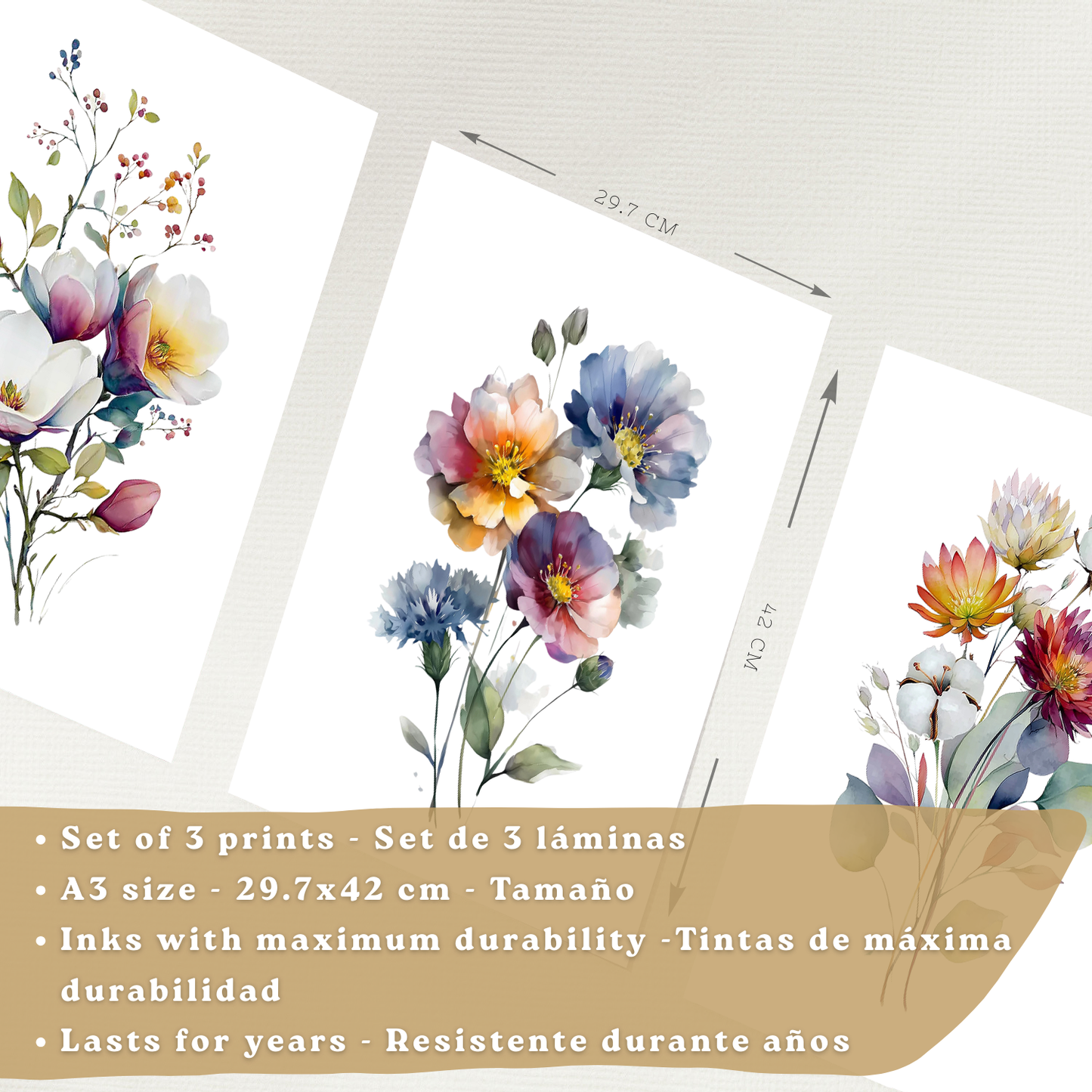 Nacnic Set De 3 Cuadros De Arte Botanico. Laminas Decorativas Pared Floral. Poster De Pared De Flores Modernas. Laminas Decorativas Pared Para Salón Y Dormitorio