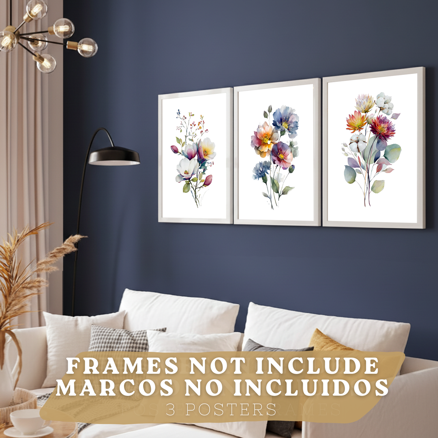 Nacnic Set De 3 Cuadros De Arte Botanico. Laminas Decorativas Pared Floral. Poster De Pared De Flores Modernas. Laminas Decorativas Pared Para Salón Y Dormitorio