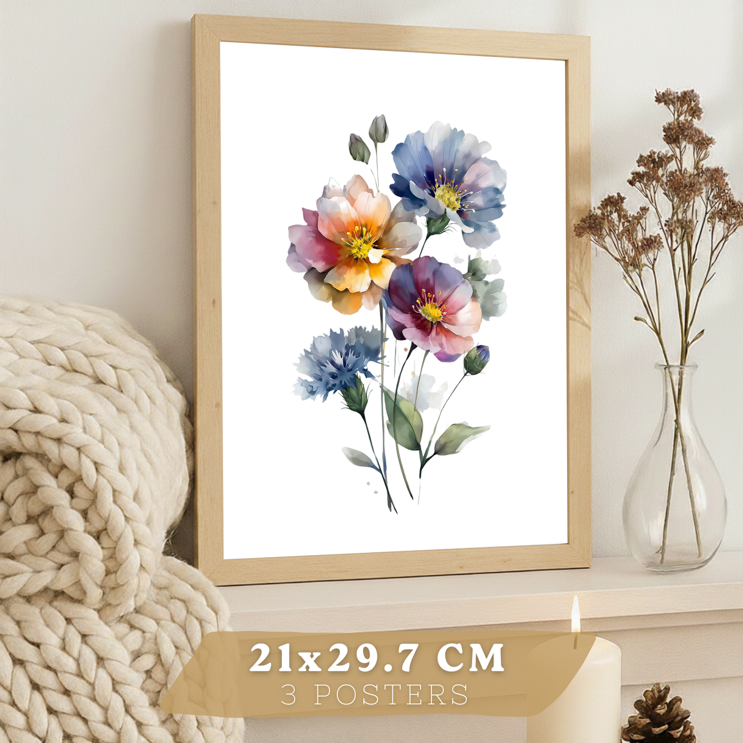 Nacnic Set De 3 Cuadros De Arte Botanico. Laminas Decorativas Pared Floral. Poster De Pared De Flores Modernas. Laminas Decorativas Pared Para Salón Y Dormitorio