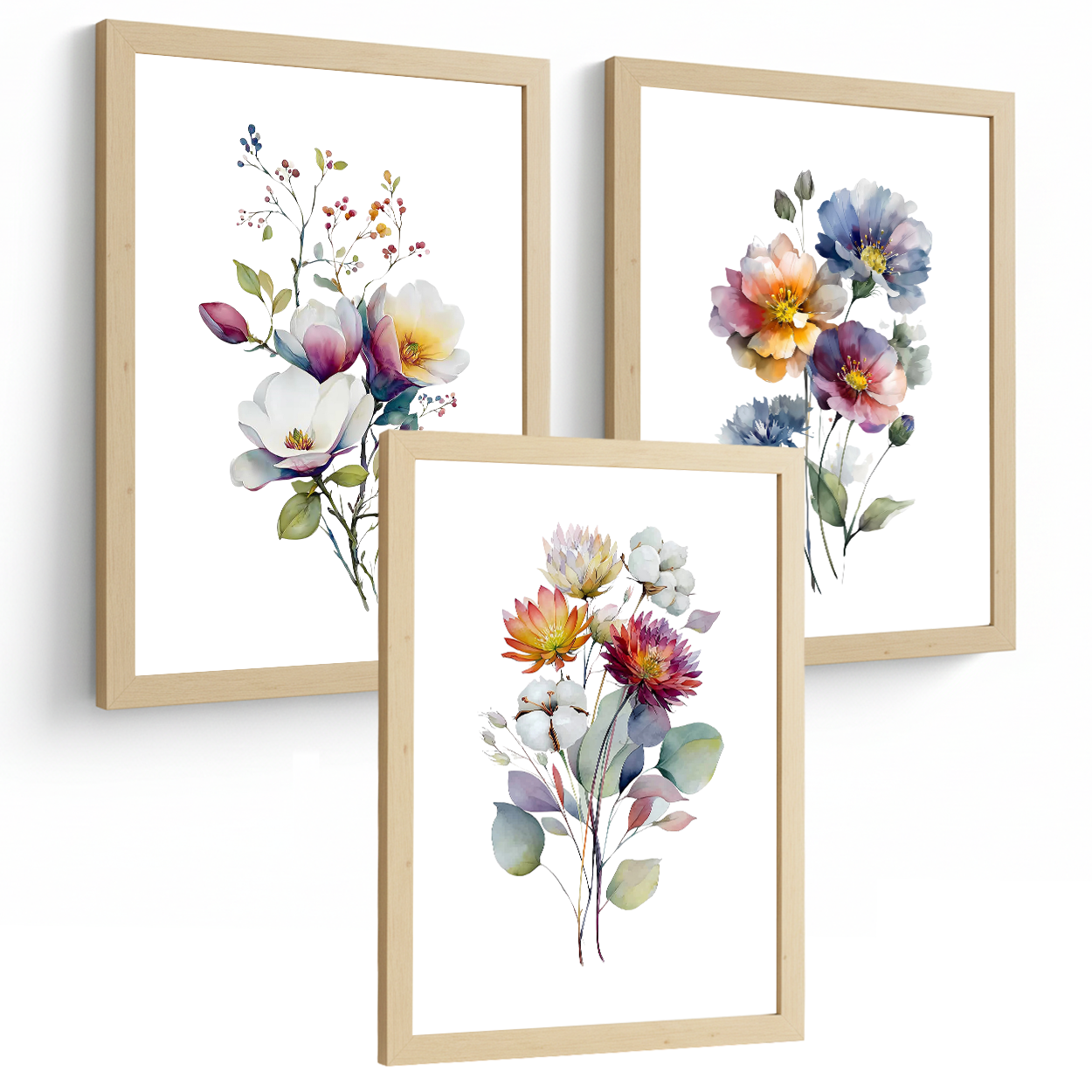 Nacnic Set De 3 Cuadros De Arte Botanico. Laminas Decorativas Pared Floral. Poster De Pared De Flores Modernas. Laminas Decorativas Pared Para Salón Y Dormitorio