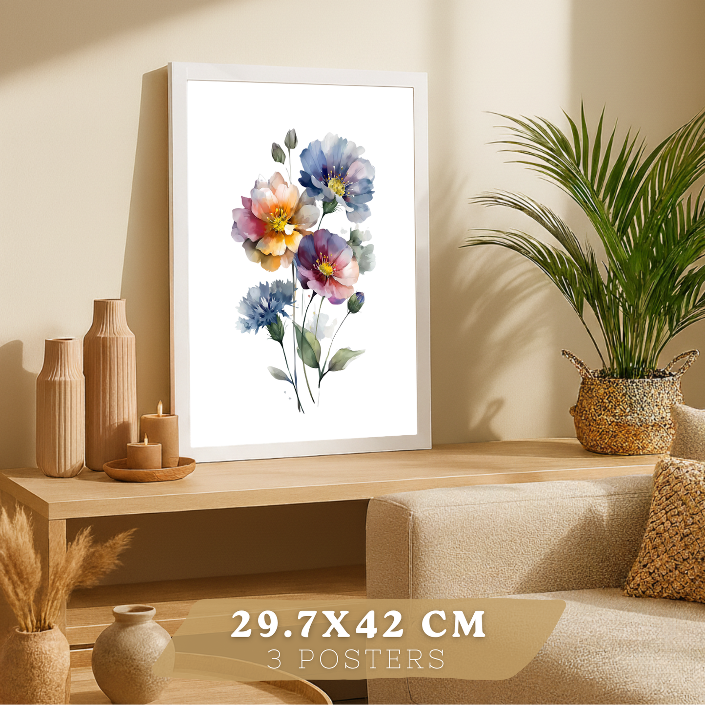 Nacnic Set De 3 Cuadros De Arte Botanico. Laminas Decorativas Pared Floral. Poster De Pared De Flores Modernas. Laminas Decorativas Pared Para Salón Y Dormitorio