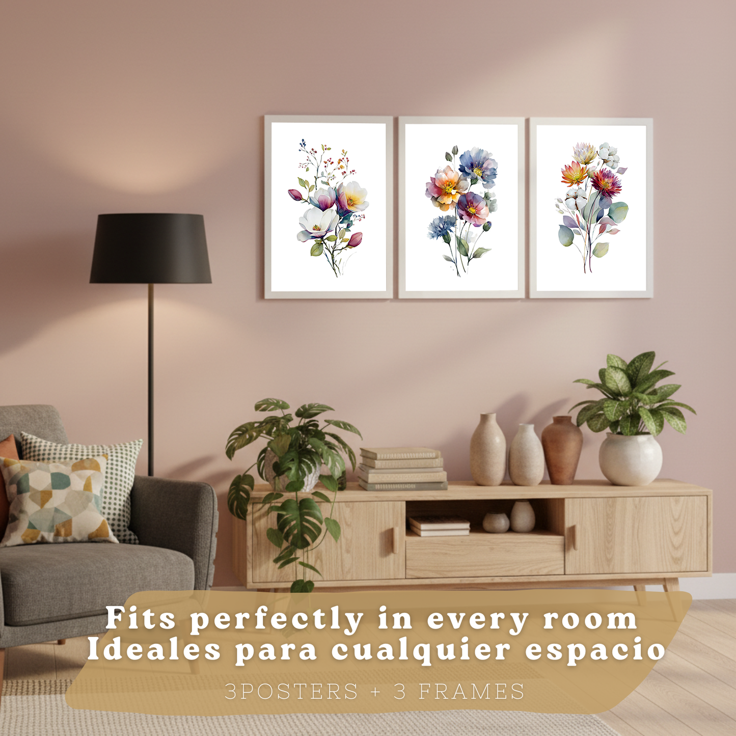 Nacnic Set De 3 Cuadros De Arte Botanico. Laminas Decorativas Pared Floral. Poster De Pared De Flores Modernas. Laminas Decorativas Pared Para Salón Y Dormitorio