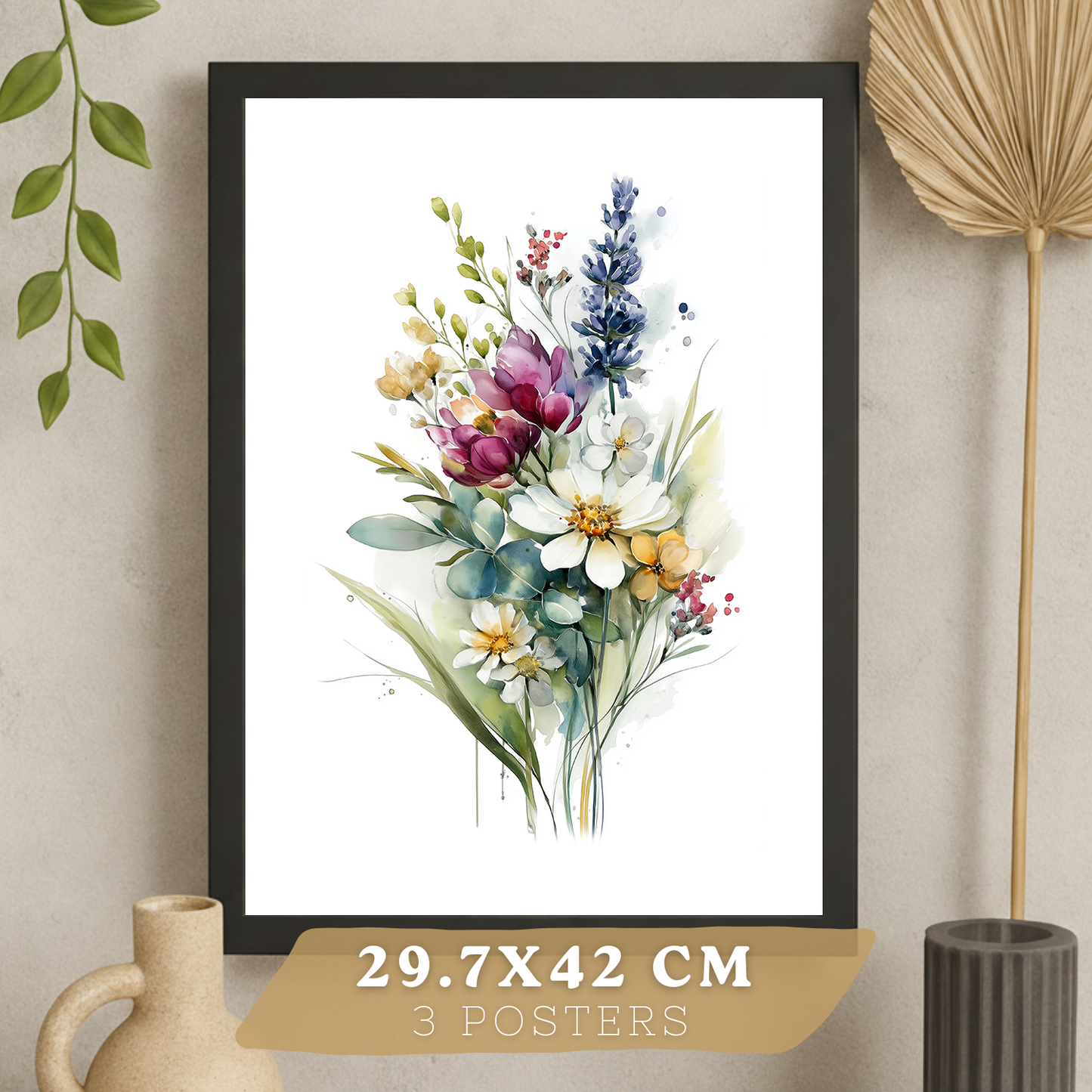 Nacnic Set De 3 Cuadros De Arte Botanico. Laminas Decorativas Pared Floral. Poster Modernas. Cuadros Flores. Laminas Decorativas Pared Para Salón Y Dormitorio