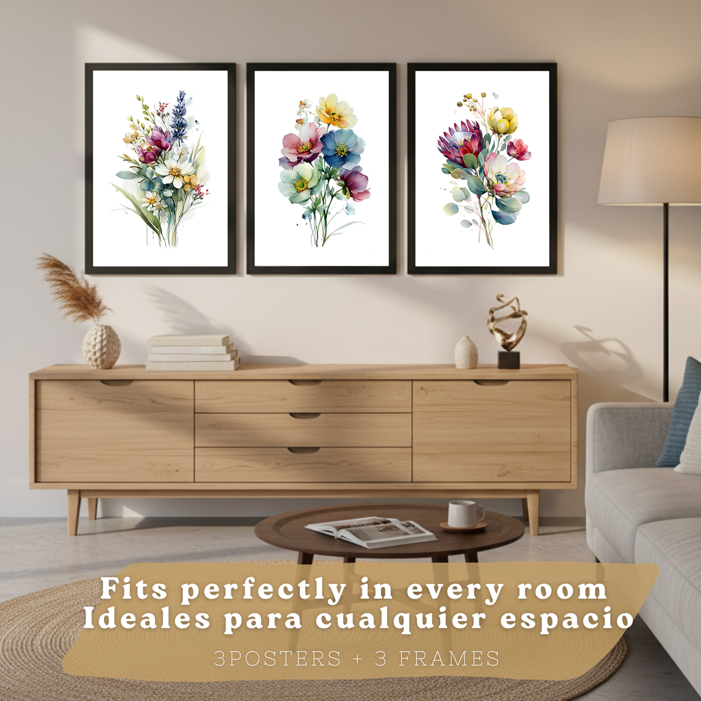 Nacnic Set De 3 Cuadros De Arte Botanico. Laminas Decorativas Pared Floral. Poster Modernas. Cuadros Flores. Laminas Decorativas Pared Para Salón Y Dormitorio