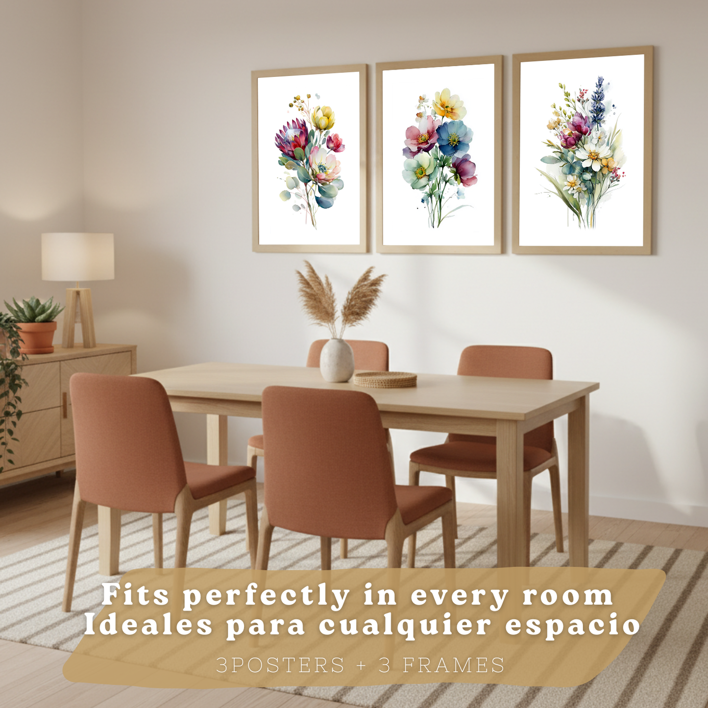 Nacnic Set De 3 Cuadros De Arte Botanico. Laminas Decorativas Pared Floral. Poster Modernas. Cuadros Flores. Laminas Decorativas Pared Para Salón Y Dormitorio