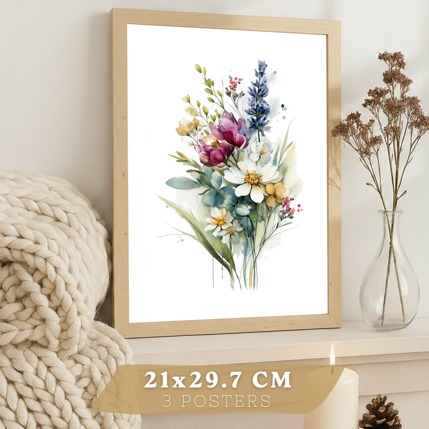 Nacnic Set De 3 Cuadros De Arte Botanico. Laminas Decorativas Pared Floral. Poster Modernas. Cuadros Flores. Laminas Decorativas Pared Para Salón Y Dormitorio