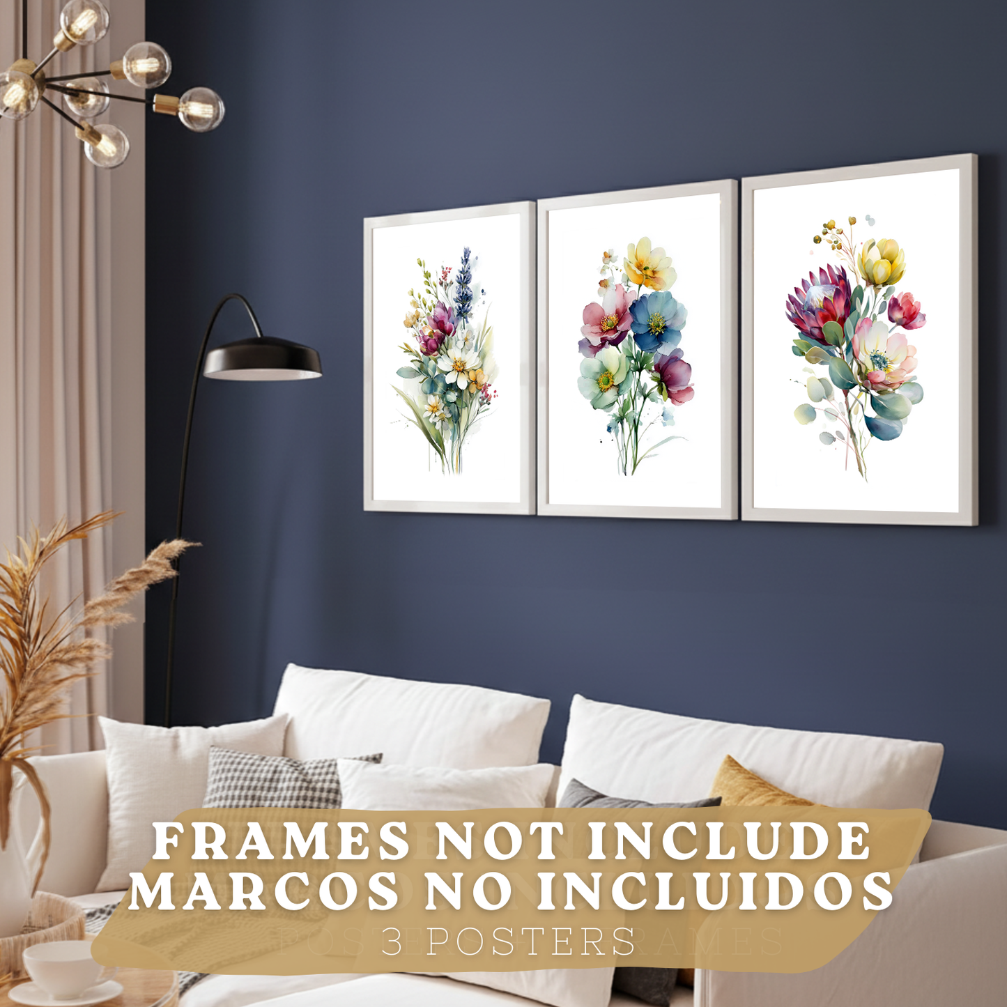 Nacnic Set De 3 Cuadros De Arte Botanico. Laminas Decorativas Pared Floral. Poster Modernas. Cuadros Flores. Laminas Decorativas Pared Para Salón Y Dormitorio