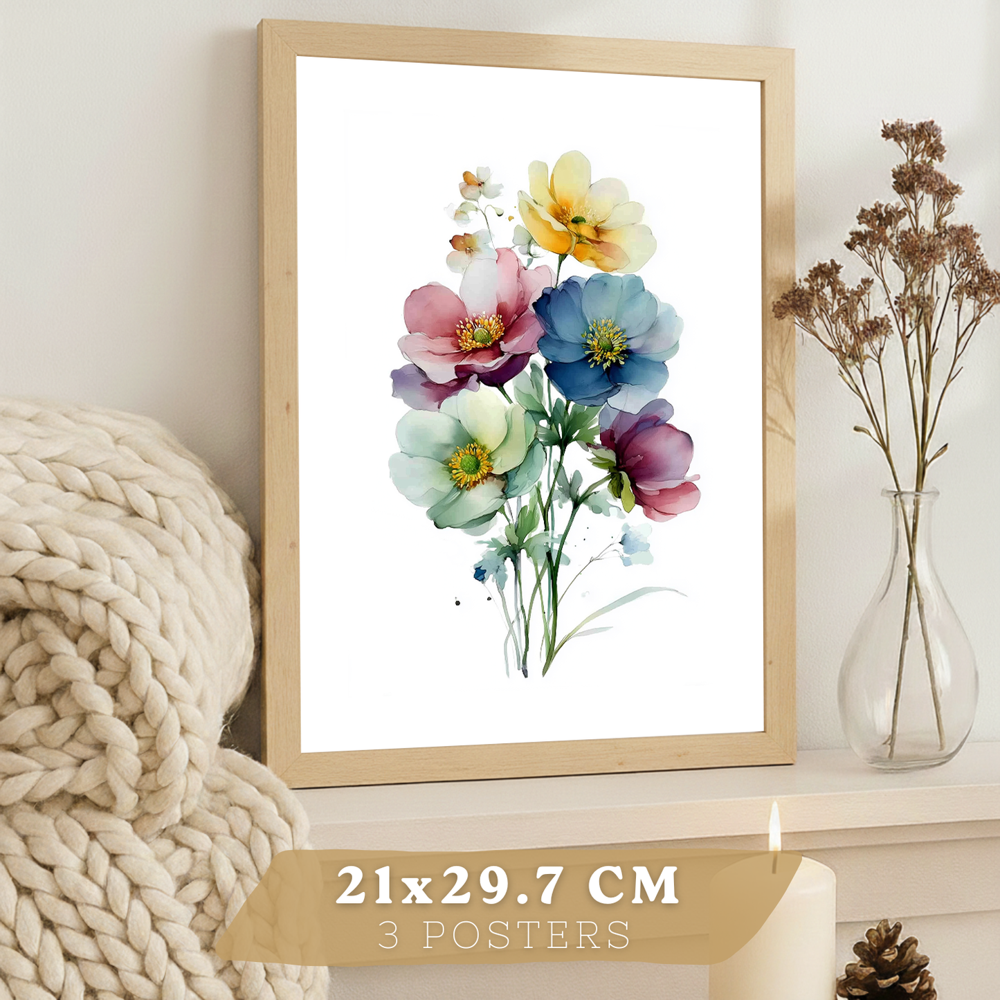 Nacnic Set De 3 Cuadros De Arte Botanico. Laminas Decorativas Pared Floral. Poster Modernas. Cuadros Flores. Laminas Decorativas Pared Para Salón Y Dormitorio