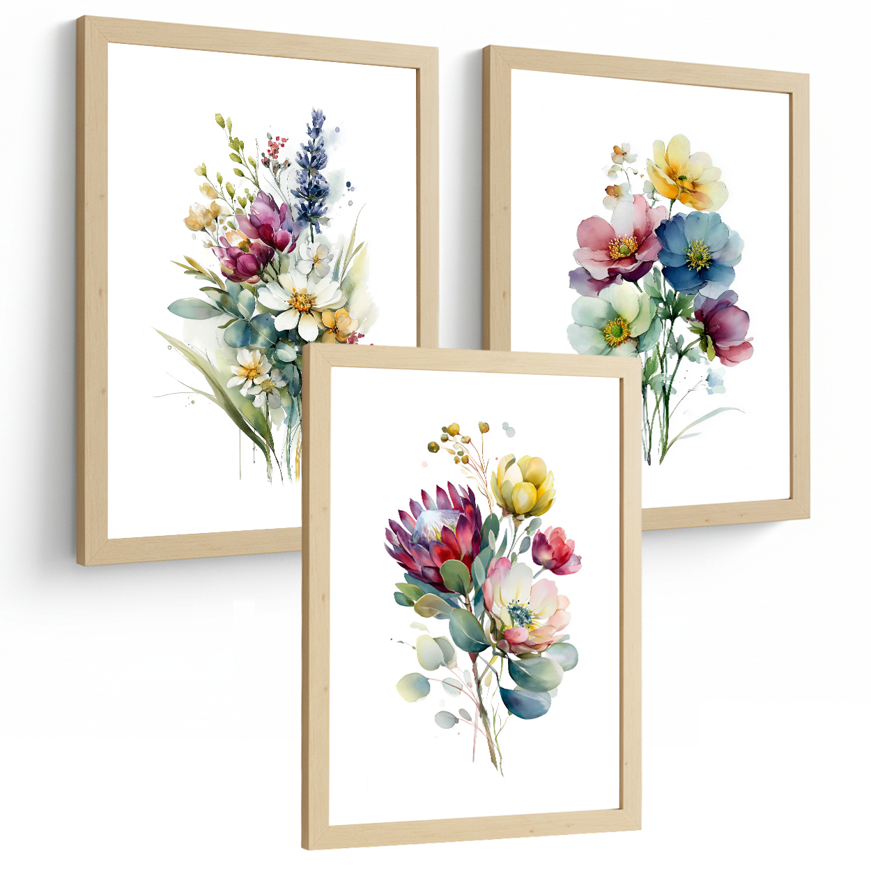 Nacnic Set De 3 Cuadros De Arte Botanico. Laminas Decorativas Pared Floral. Poster Modernas. Cuadros Flores. Laminas Decorativas Pared Para Salón Y Dormitorio