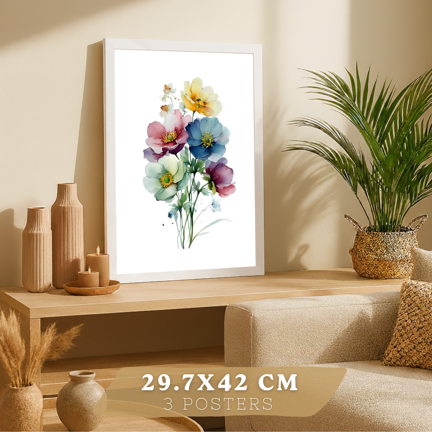 Nacnic Set De 3 Cuadros De Arte Botanico. Laminas Decorativas Pared Floral. Poster Modernas. Cuadros Flores. Laminas Decorativas Pared Para Salón Y Dormitorio