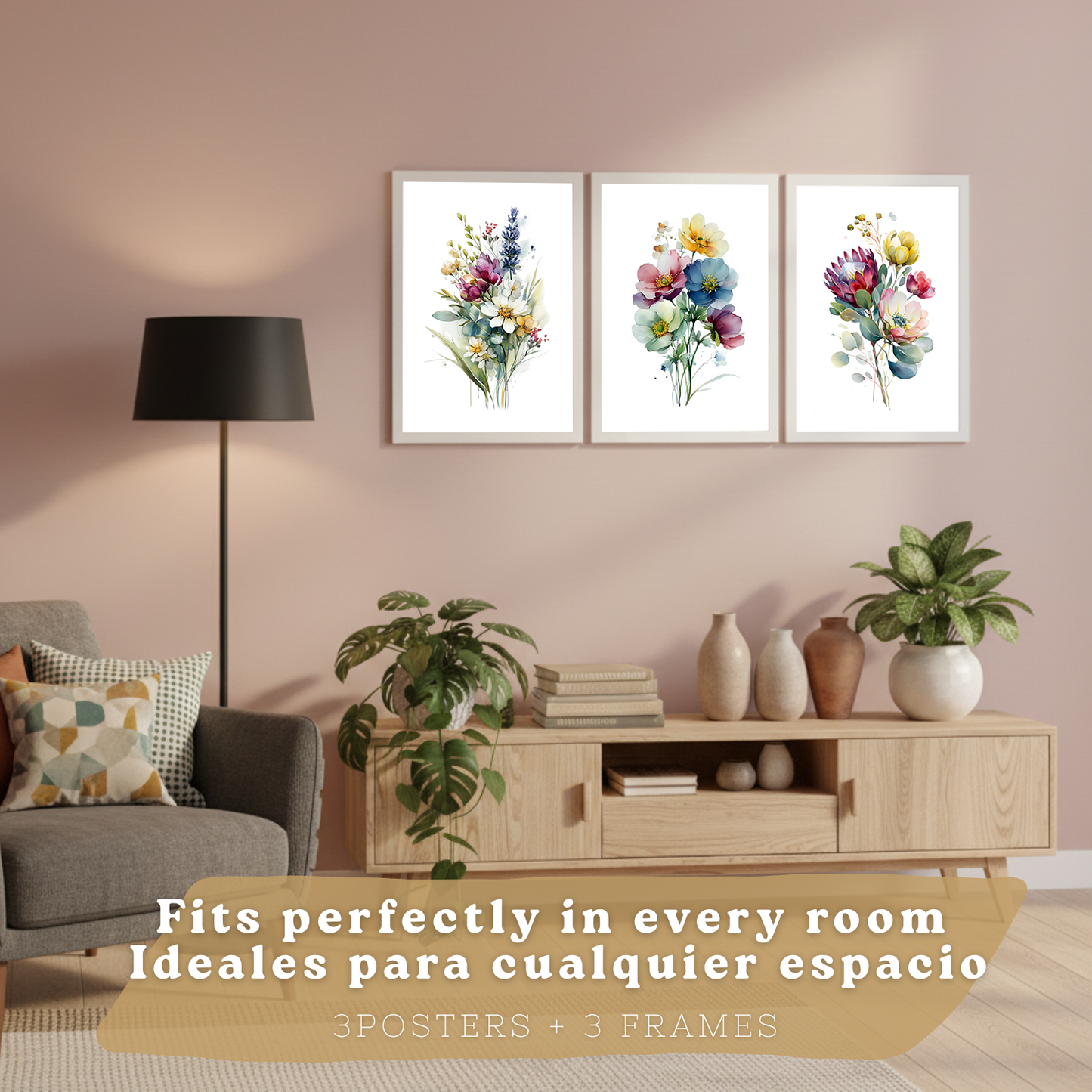 Nacnic Set De 3 Cuadros De Arte Botanico. Laminas Decorativas Pared Floral. Poster Modernas. Cuadros Flores. Laminas Decorativas Pared Para Salón Y Dormitorio