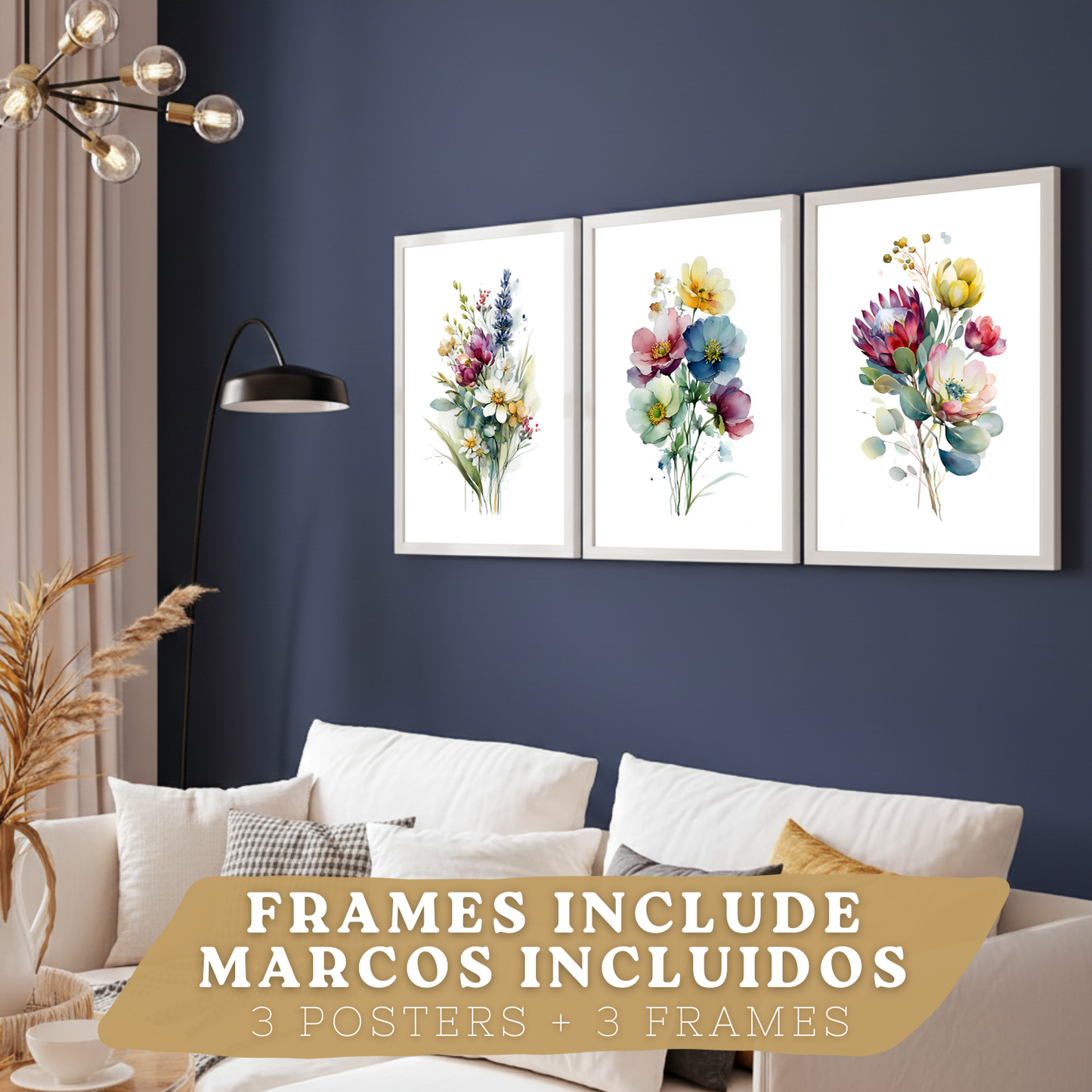 Nacnic Set De 3 Cuadros De Arte Botanico. Laminas Decorativas Pared Floral. Poster Modernas. Cuadros Flores. Laminas Decorativas Pared Para Salón Y Dormitorio