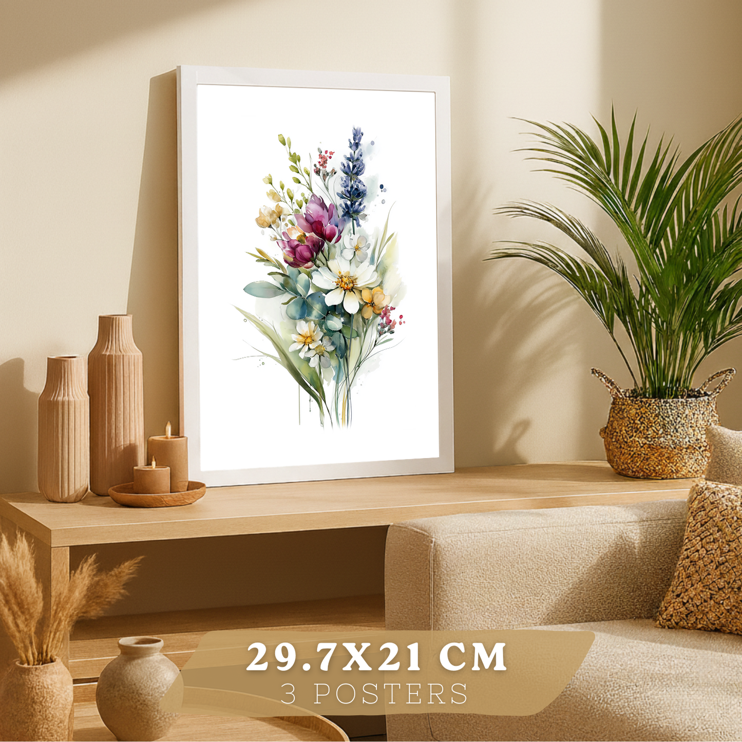Nacnic Set De 3 Cuadros De Arte Botanico. Laminas Decorativas Pared Floral. Poster Modernas. Cuadros Flores. Laminas Decorativas Pared Para Salón Y Dormitorio