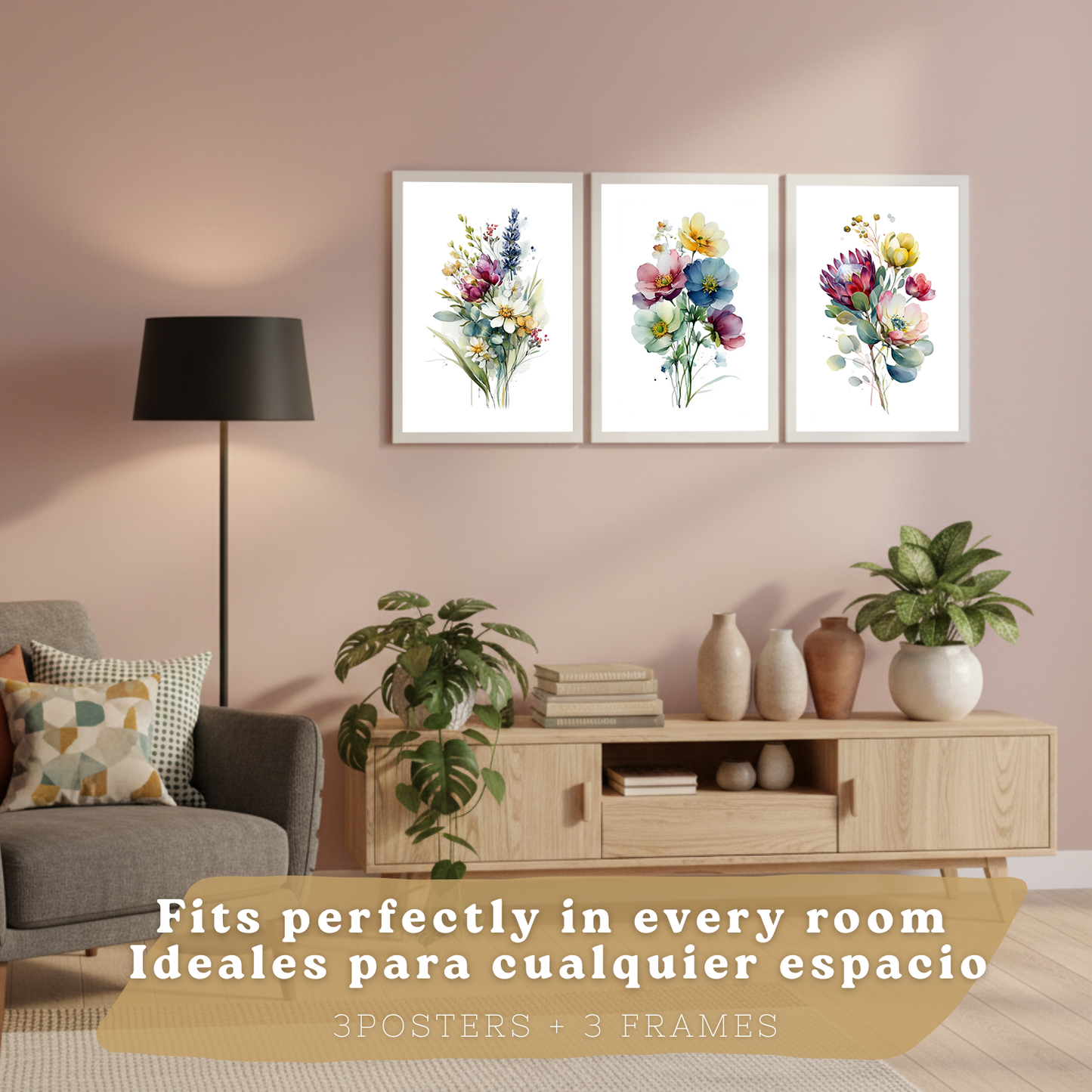 Nacnic Set De 3 Cuadros De Arte Botanico. Laminas Decorativas Pared Floral. Poster Modernas. Cuadros Flores. Laminas Decorativas Pared Para Salón Y Dormitorio