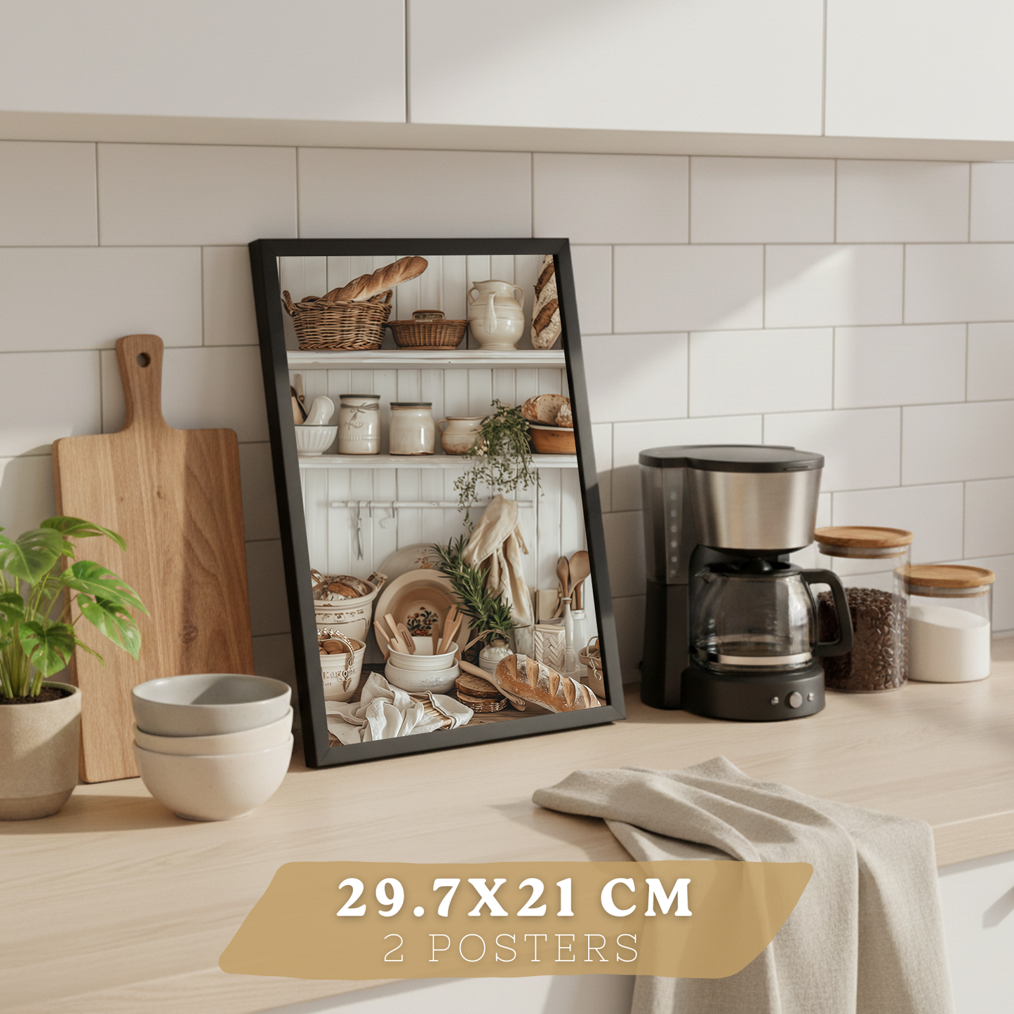 Nacnic Juego De 2 Lámnas Decorativas Pared Cocina.Estilo Rural. Cocina Rustica. Laminas Decorativas Pared Para Salón Y Dormitorio