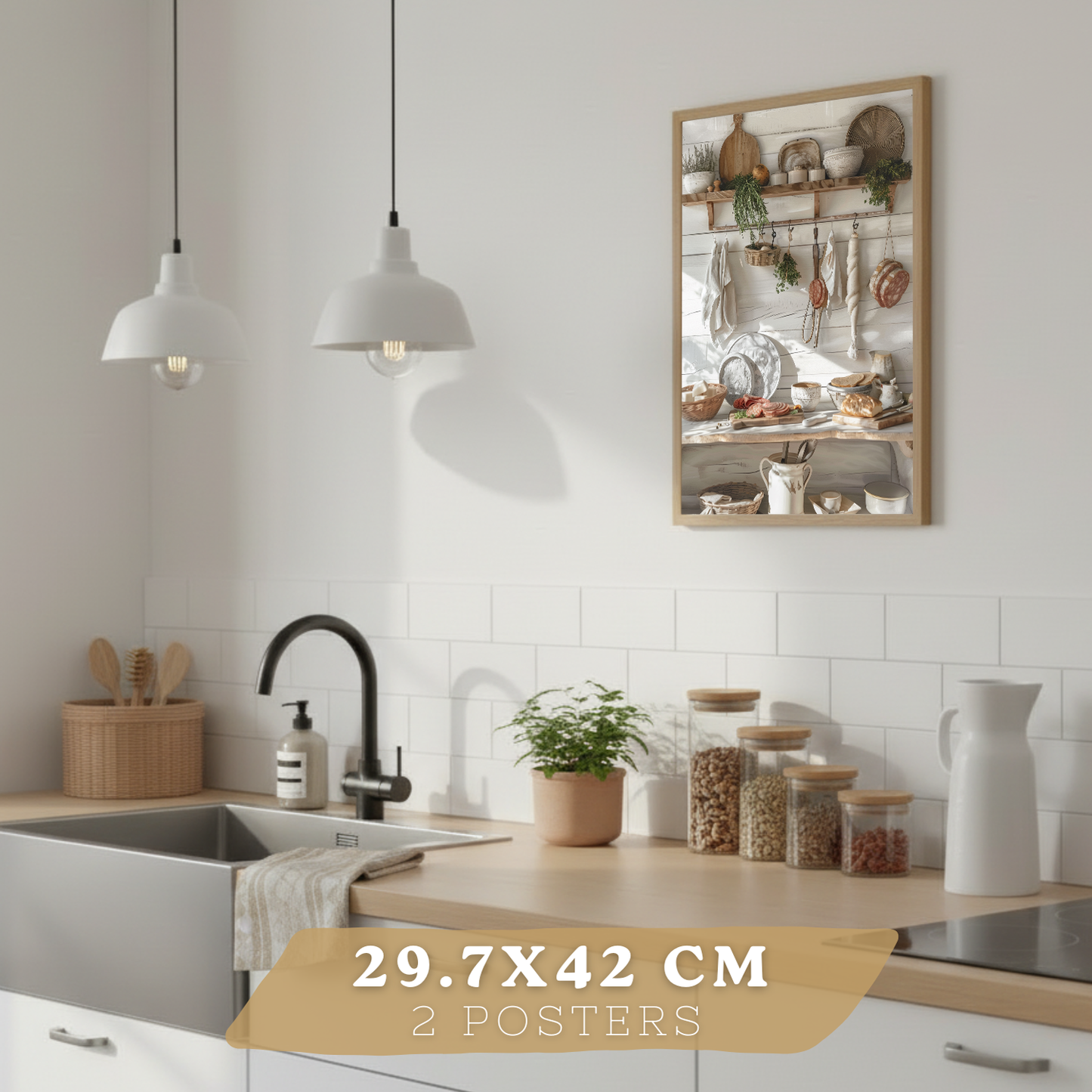 Nacnic Juego De 2 Lámnas Decorativas Pared Cocina.Estilo Rural. Cocina Rustica. Laminas Decorativas Pared Para Salón Y Dormitorio