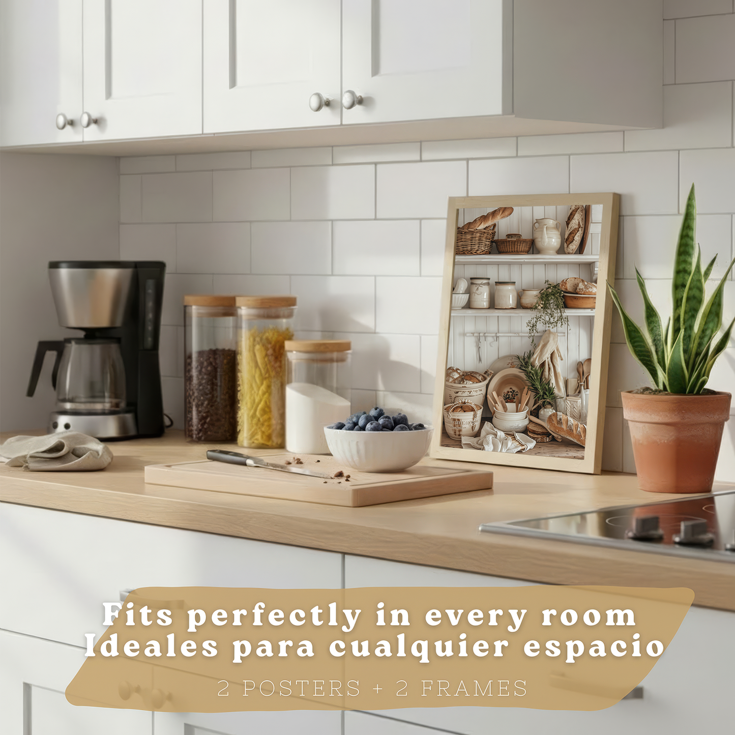 Nacnic Juego De 2 Lámnas Decorativas Pared Cocina.Estilo Rural. Cocina Rustica. Laminas Decorativas Pared Para Salón Y Dormitorio