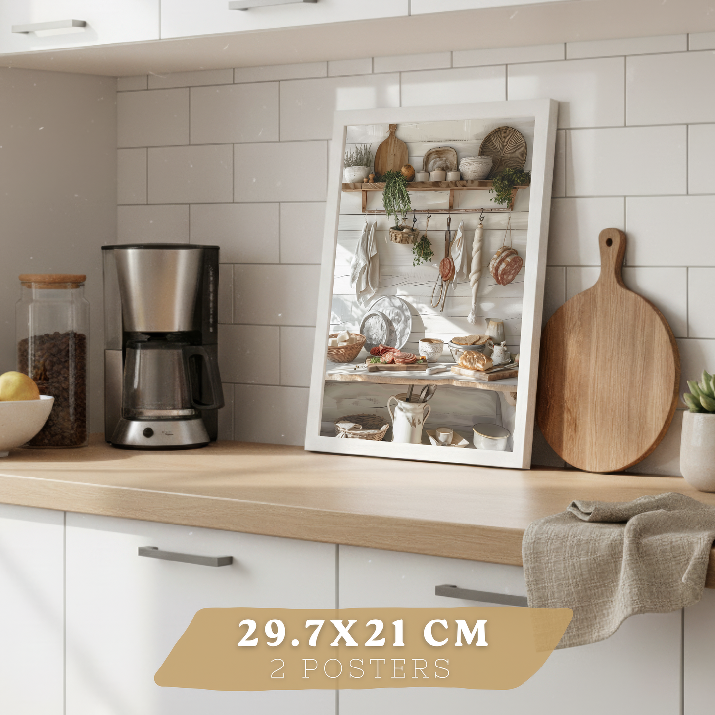 Nacnic Juego De 2 Lámnas Decorativas Pared Cocina.Estilo Rural. Cocina Rustica. Laminas Decorativas Pared Para Salón Y Dormitorio