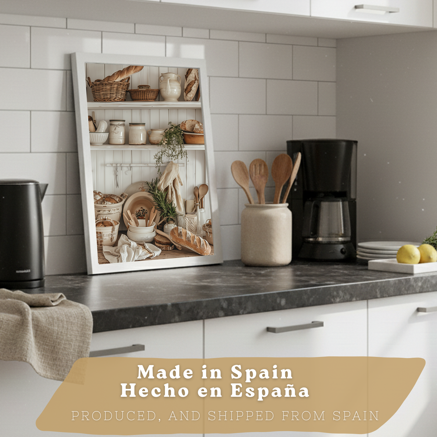 Nacnic Juego De 2 Lámnas Decorativas Pared Cocina.Estilo Rural. Cocina Rustica. Laminas Decorativas Pared Para Salón Y Dormitorio