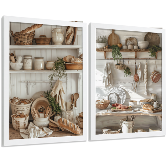 Nacnic Juego De 2 Lámnas Decorativas Pared Cocina.Estilo Rural. Cocina Rustica. Laminas Decorativas Pared Para Salón Y Dormitorio