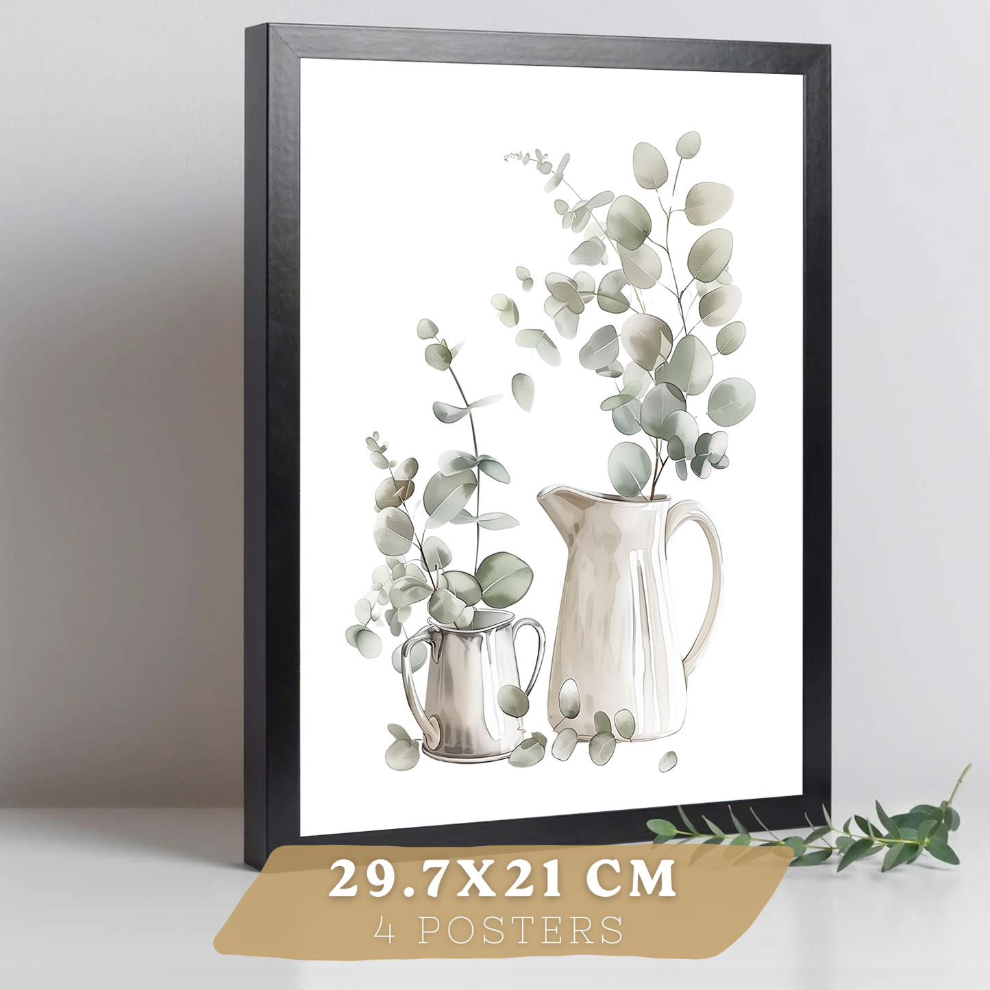 Nacnic Juego De 4 Lámnas Decorativas Pared Cocina Botanica.Estilo Rural Bohemico. Cocina Rustica. Plantas Y Cubiertos, Laminas Decorativas Pared Para Salón Y Dormitorio