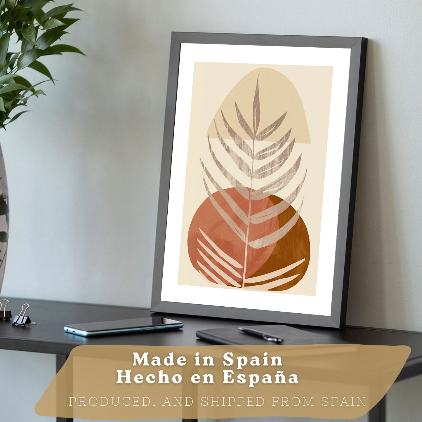 Nacnic Set De 3 Laminas Pared Abstractas Para Cuadros Salon Modernos.Poster Tonos Marrones Florales. Cuadros Naturaleza. Laminas Decorativas Pared Para Dormitorio