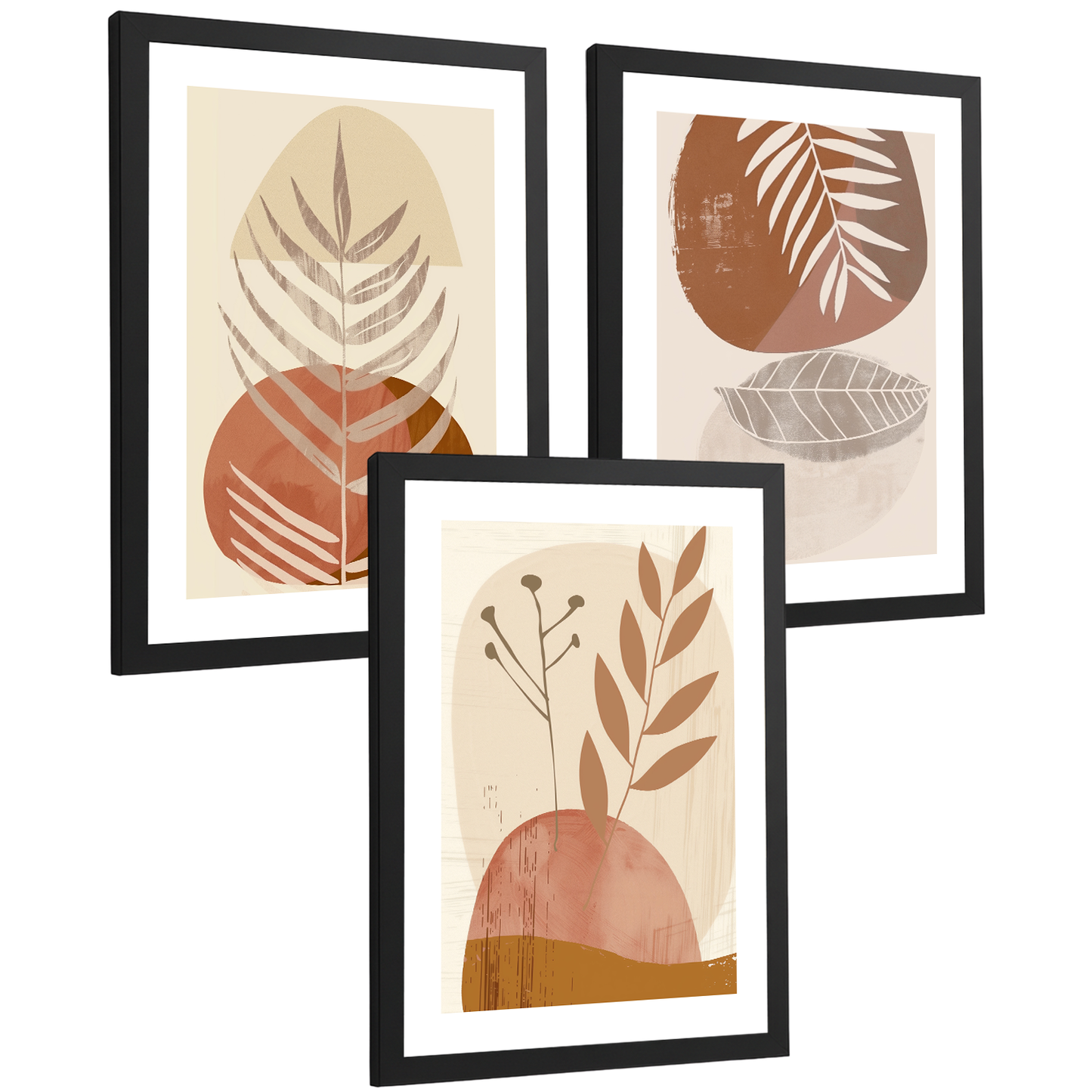 Nacnic Set De 3 Laminas Pared Abstractas Para Cuadros Salon Modernos.Poster Tonos Marrones Florales. Cuadros Naturaleza. Laminas Decorativas Pared Para Dormitorio