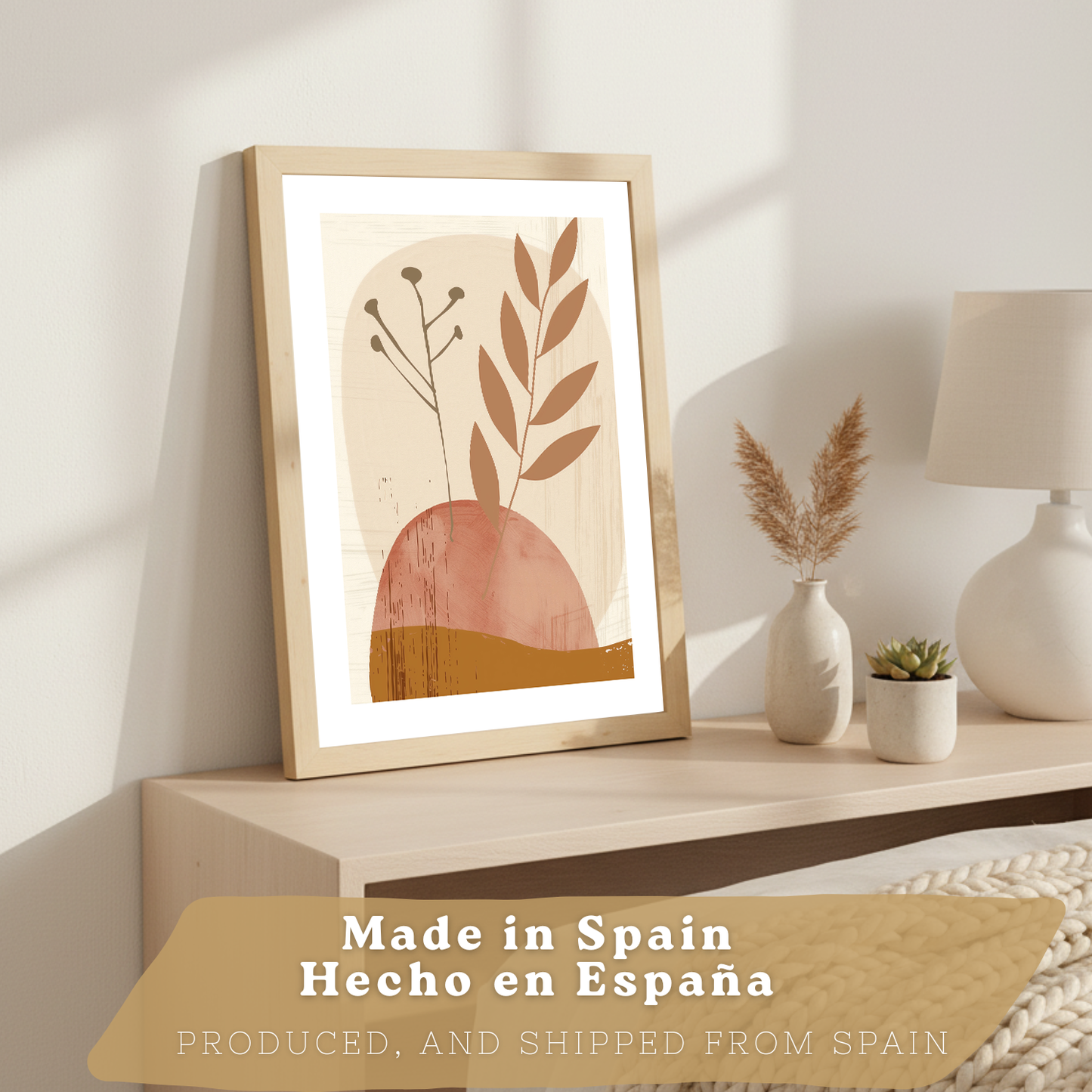 Nacnic Set De 3 Laminas Pared Abstractas Para Cuadros Salon Modernos.Poster Tonos Marrones Florales. Cuadros Naturaleza. Laminas Decorativas Pared Para Dormitorio